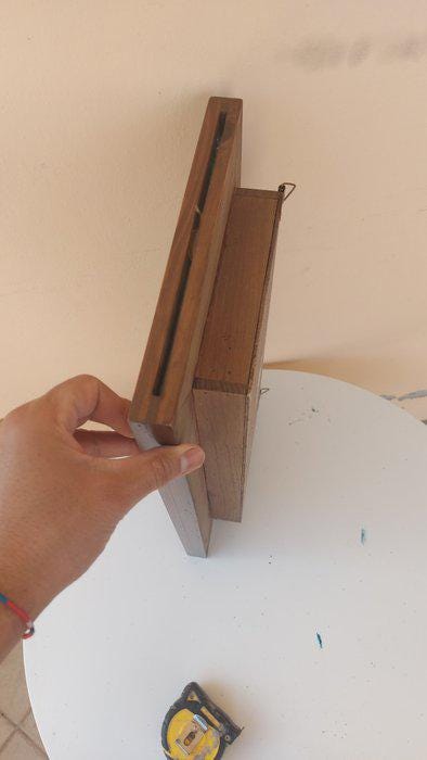 Diorama Vintage in Legno e Metallo - Moto Custom - 44x25x6 cm - Fatto a Mano