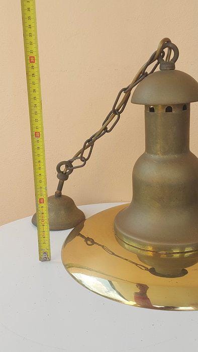 Lampadario a Sospensione in Ottone Vintage Foresti & Suardi stile marina - 35x32 cm, Attacco E27