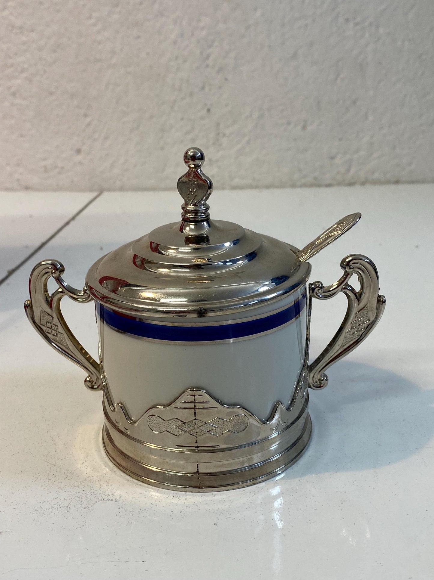 Set di Cucchiaini e Zuccheriera in Argento 800 Placcato con Scatola Originale - Eleganza Vintage