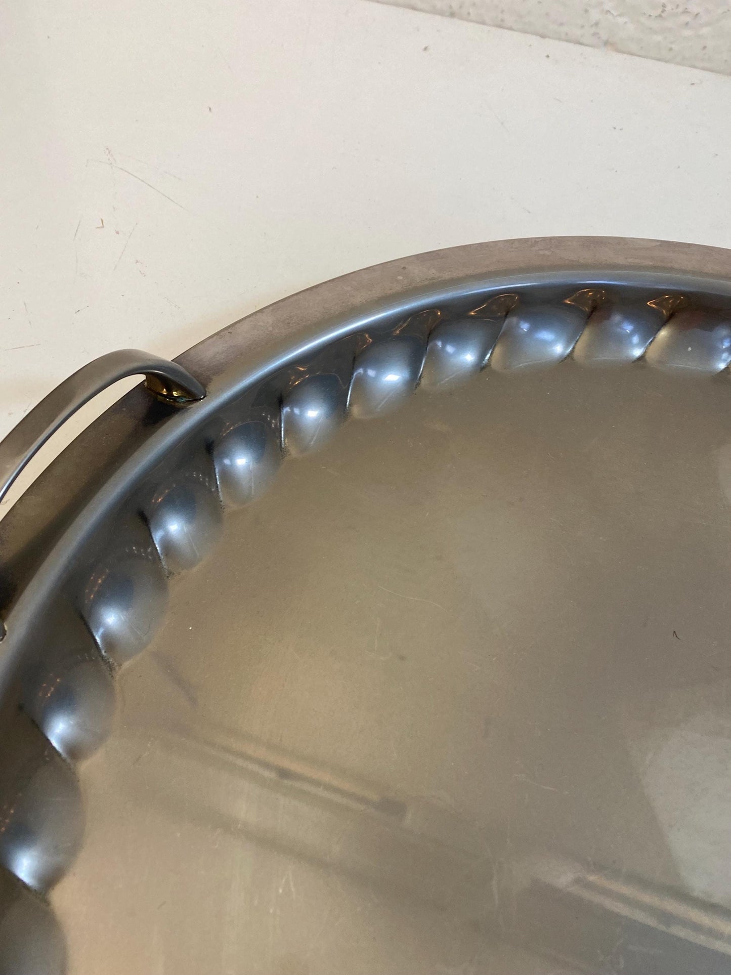 Vintage silver tray Ø42 cm Silver Plated 1000 Germany 1960s, with handles