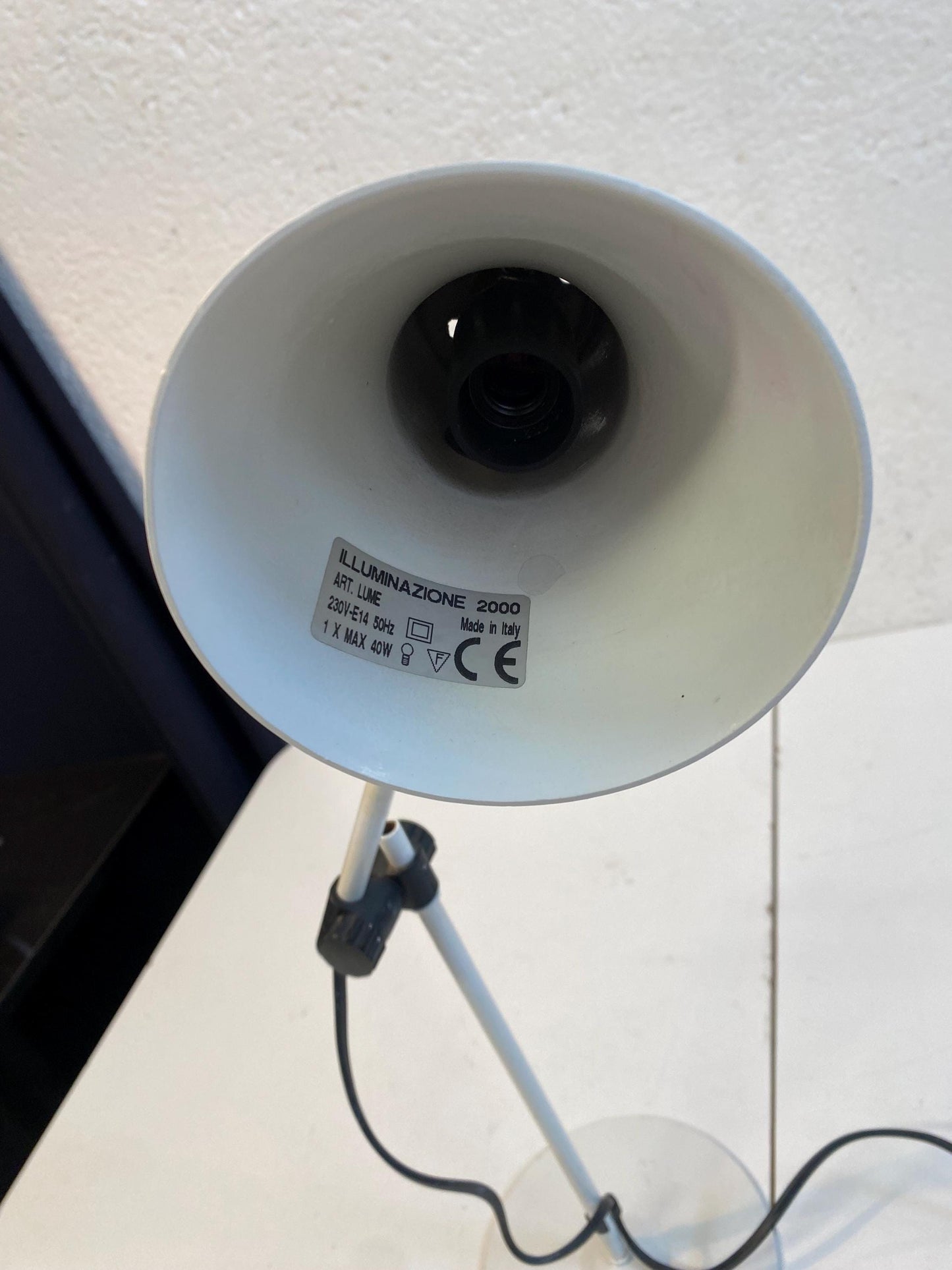 Lampada da Scrivania Vintage in Metallo Bianco - Regolabile in altezza - Made in Italy - 55 cm