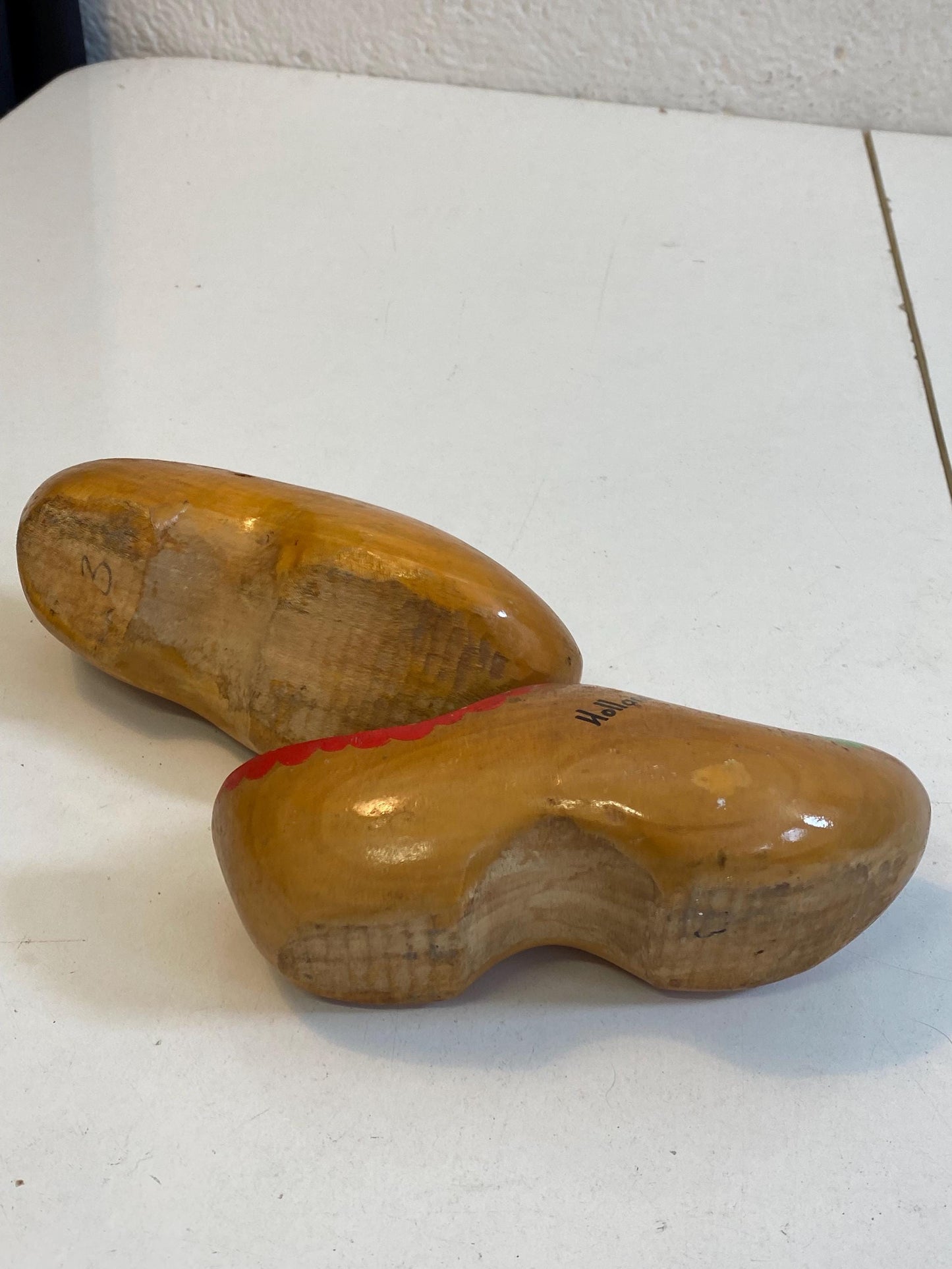 Zoccoli Olandesi Vintage in Legno Dipinti a Mano Souvenir Holland 17x7x8 cm Scarpe Folk con Mulino