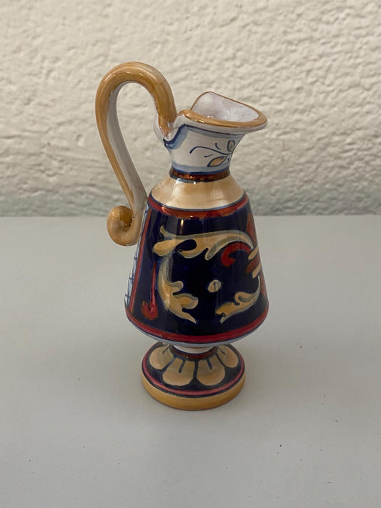 Piccola brocca vintage in ceramica Deruta firmata Raffi  Dipinta a mano  13,5x6,5x6 cm
