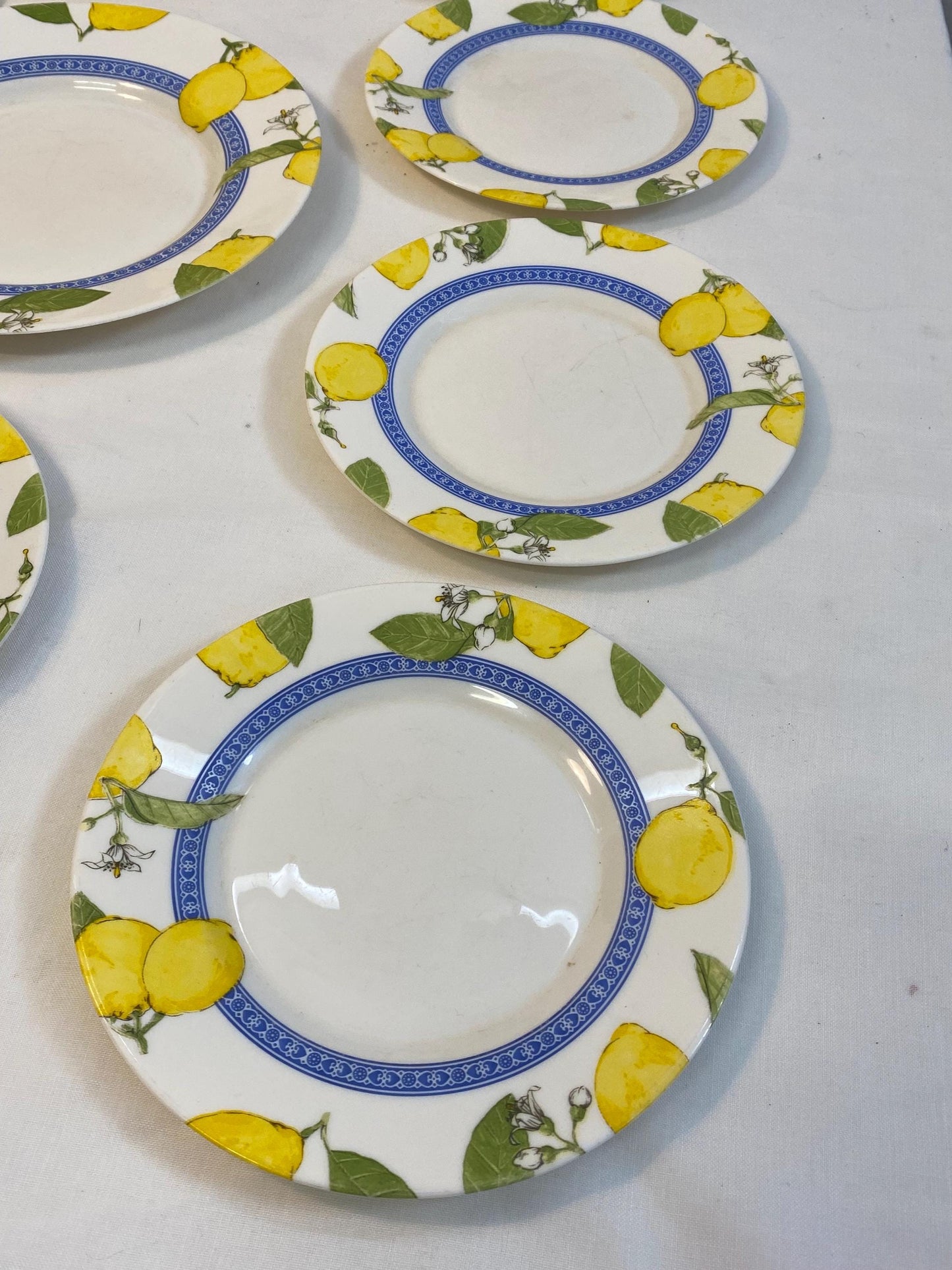 Set piatti vintage Arcopal limoni 13 pezzi 7 fondi, 5 dessert, 1 grande stile Provenza per tavola estiva