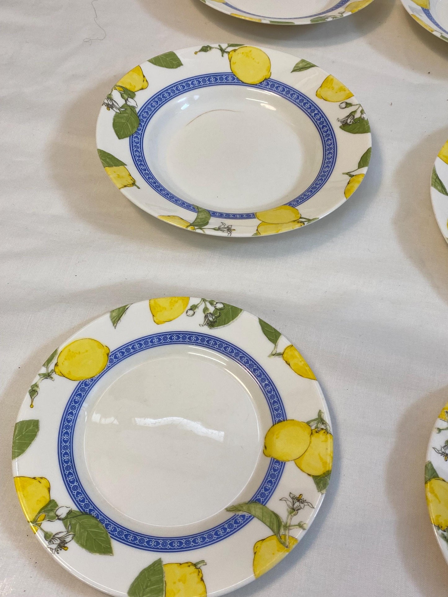 Set piatti vintage Arcopal limoni 13 pezzi 7 fondi, 5 dessert, 1 grande stile Provenza per tavola estiva