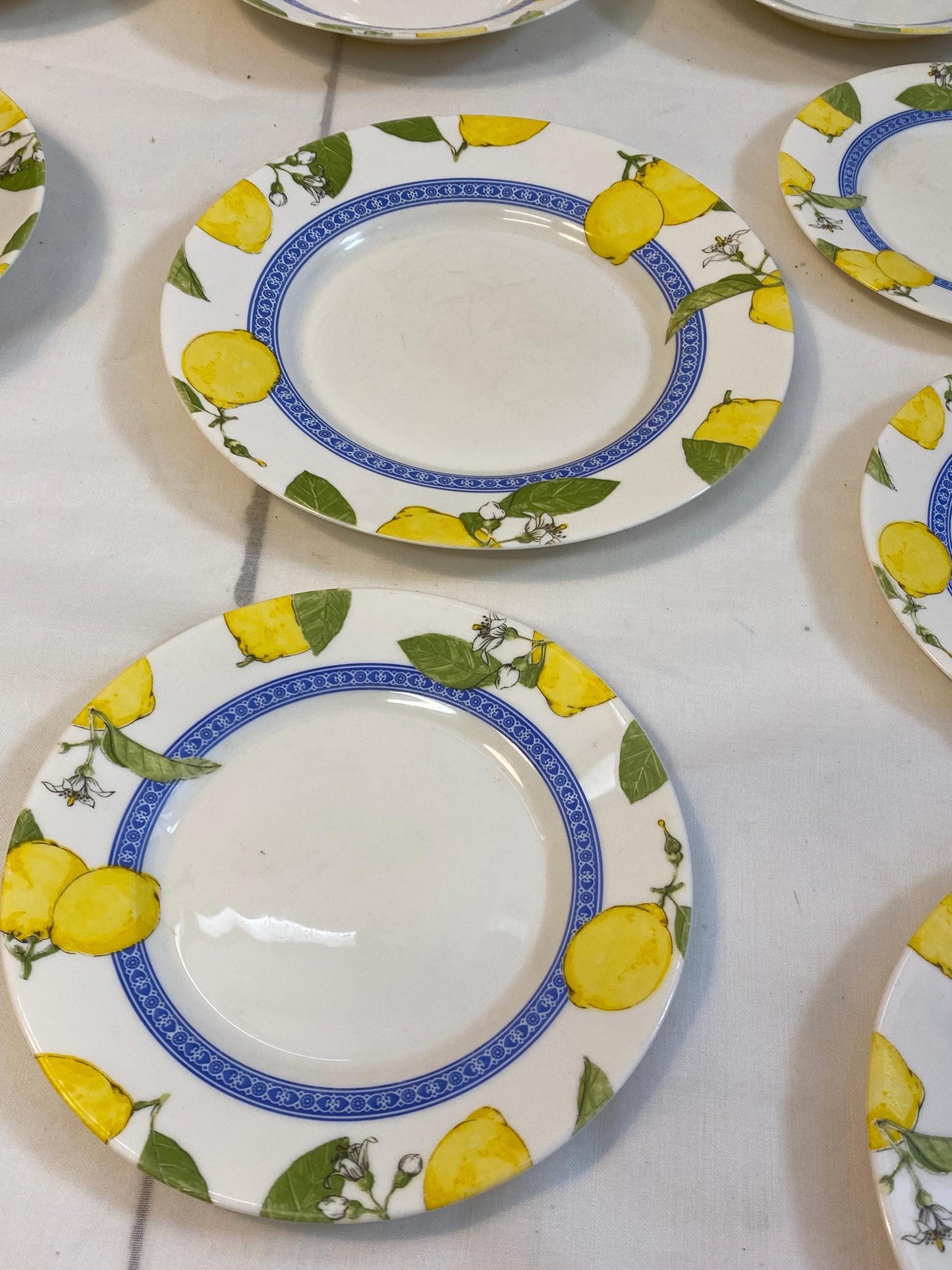 Set piatti vintage Arcopal limoni 13 pezzi 7 fondi, 5 dessert, 1 grande stile Provenza per tavola estiva