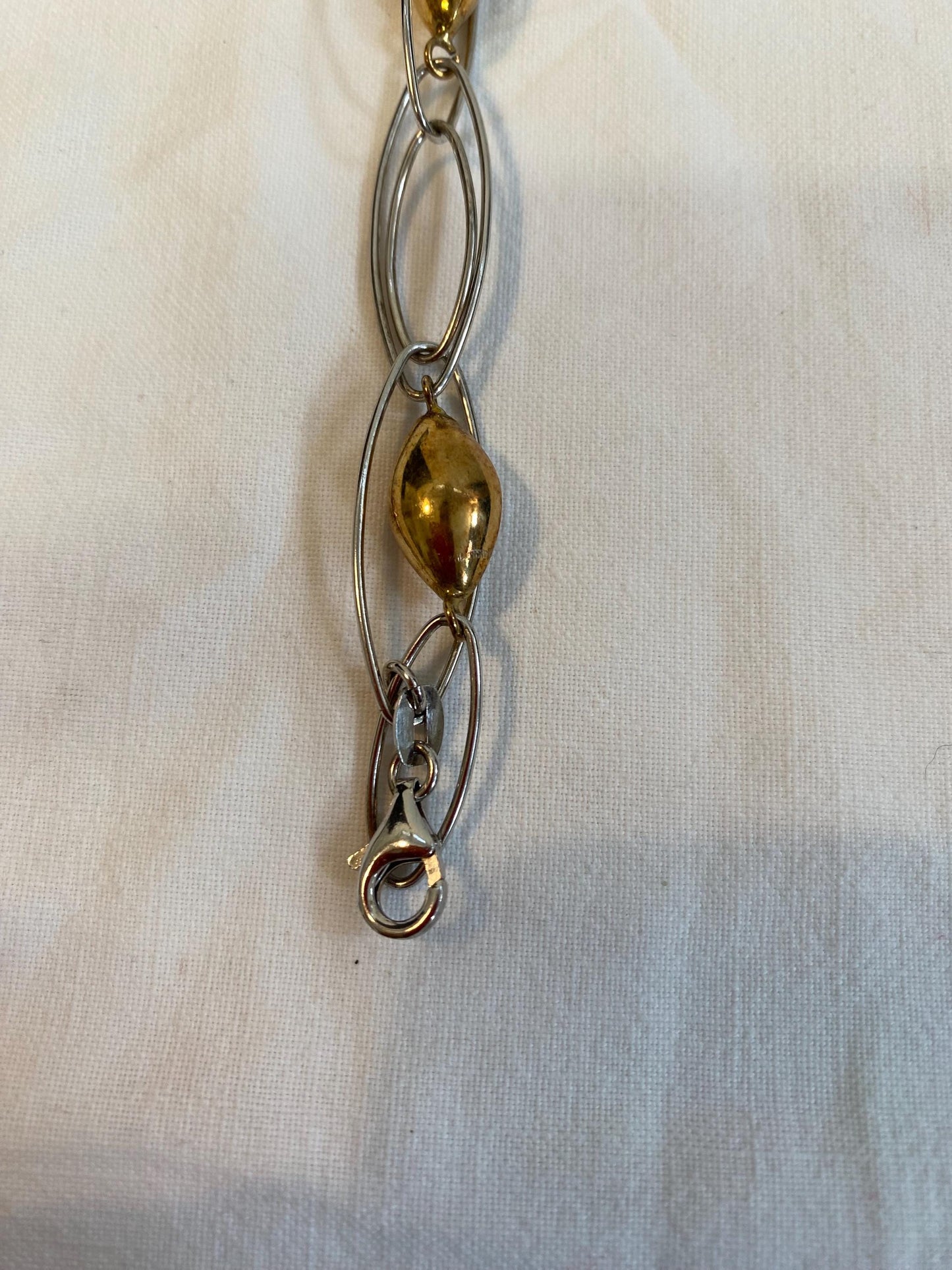 Bracciale Vintage in Argento 925 con Inserti Dorati Design Moderno Artigianale 21 cm, 10 g