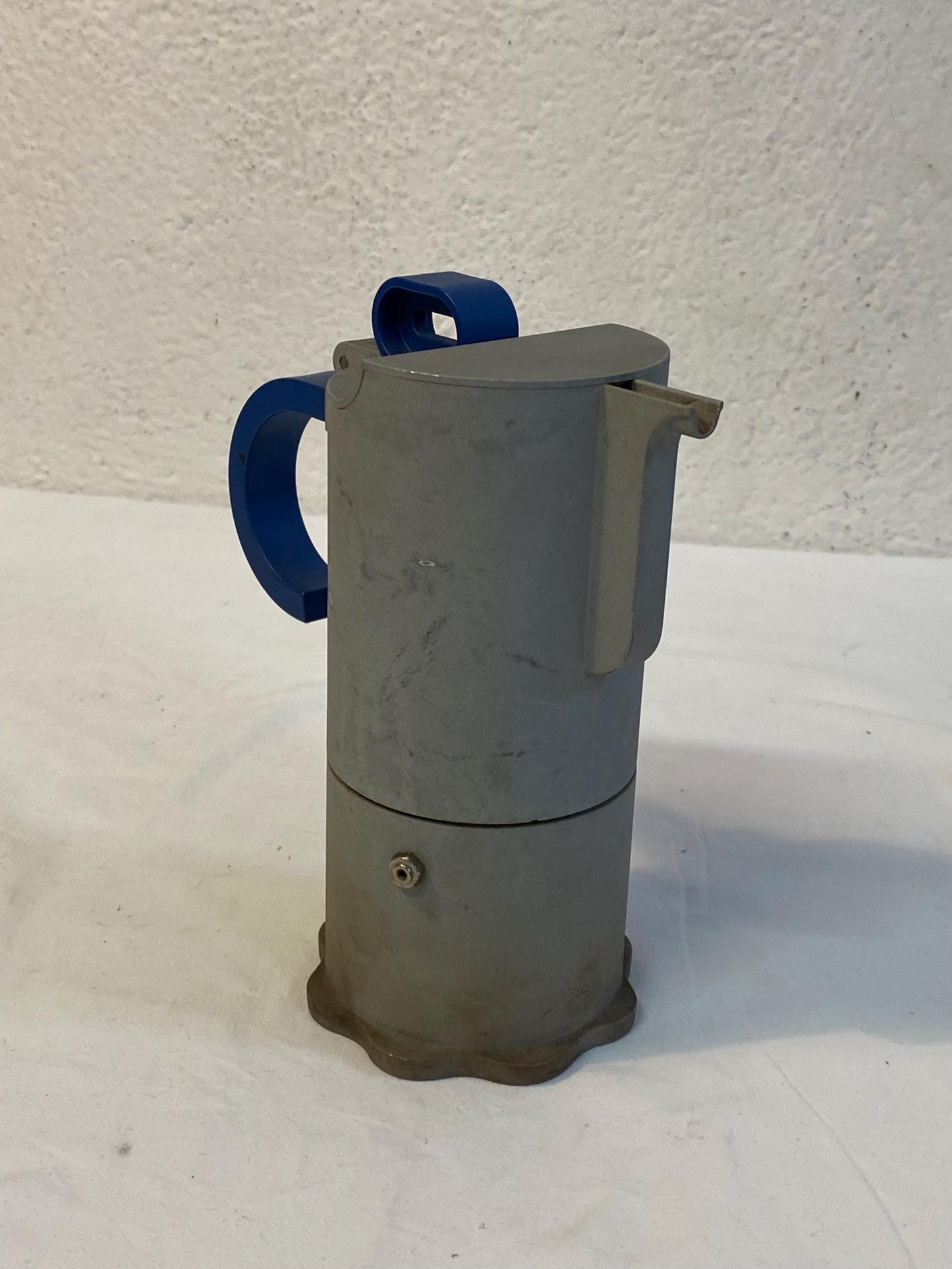 Vintage ECO coffee maker Made in Italy modern design 90s blue handle collectible aluminum moka