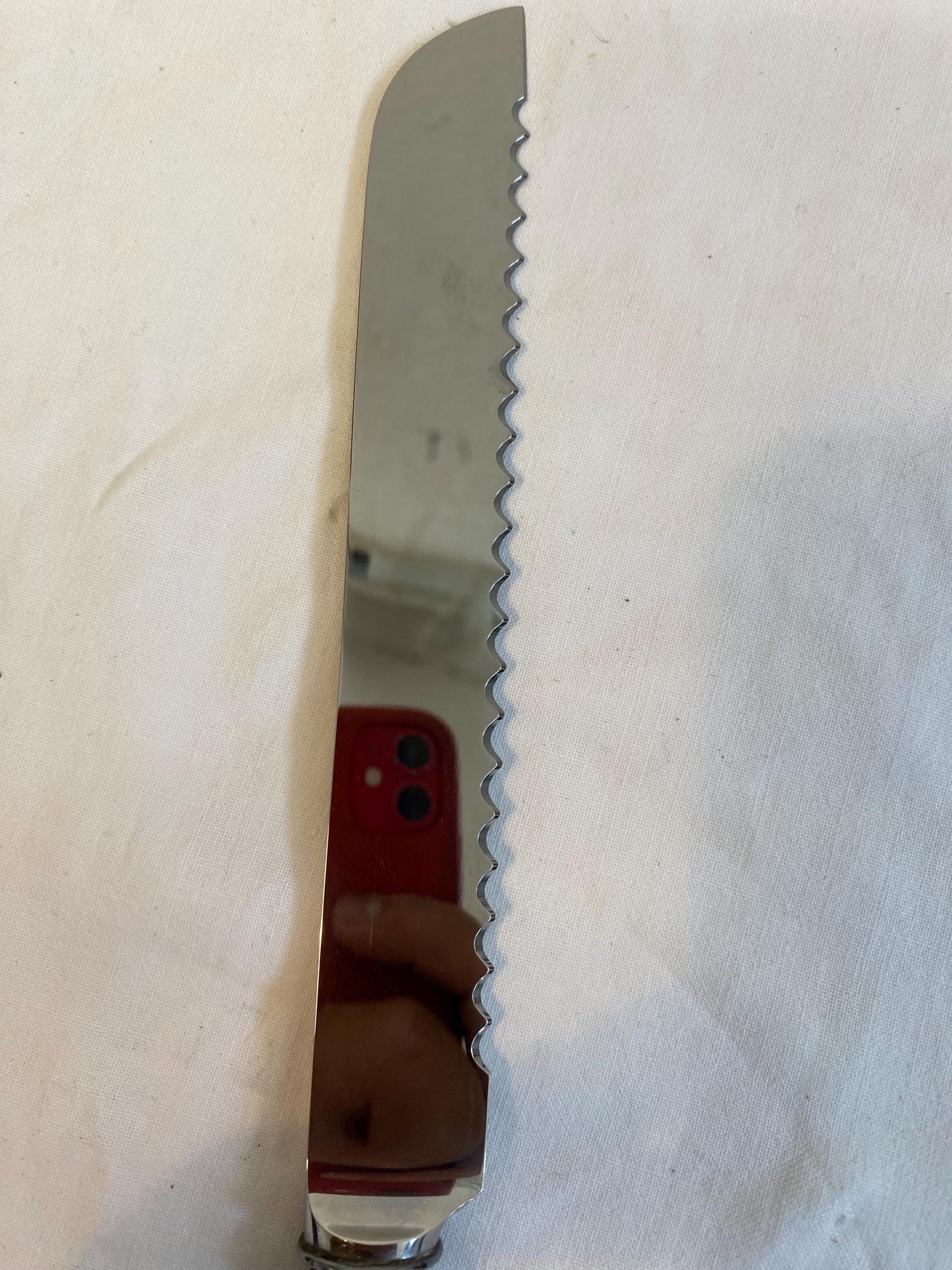Coltello da torta G. Raspini in argento 925 manico cesellato 29 cm con scatola originale e libretto cura