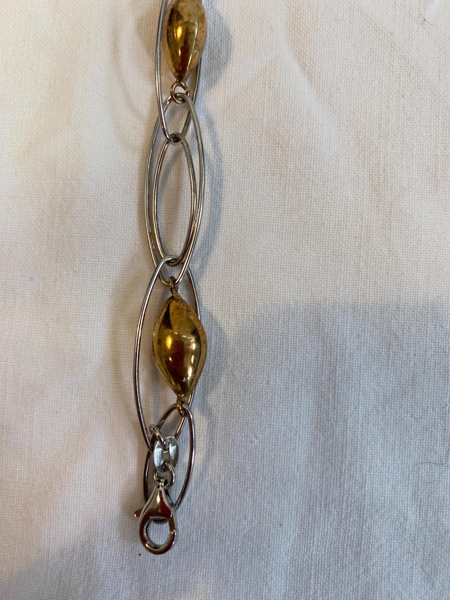 Bracciale Vintage in Argento 925 con Inserti Dorati Design Moderno Artigianale 21 cm, 10 g