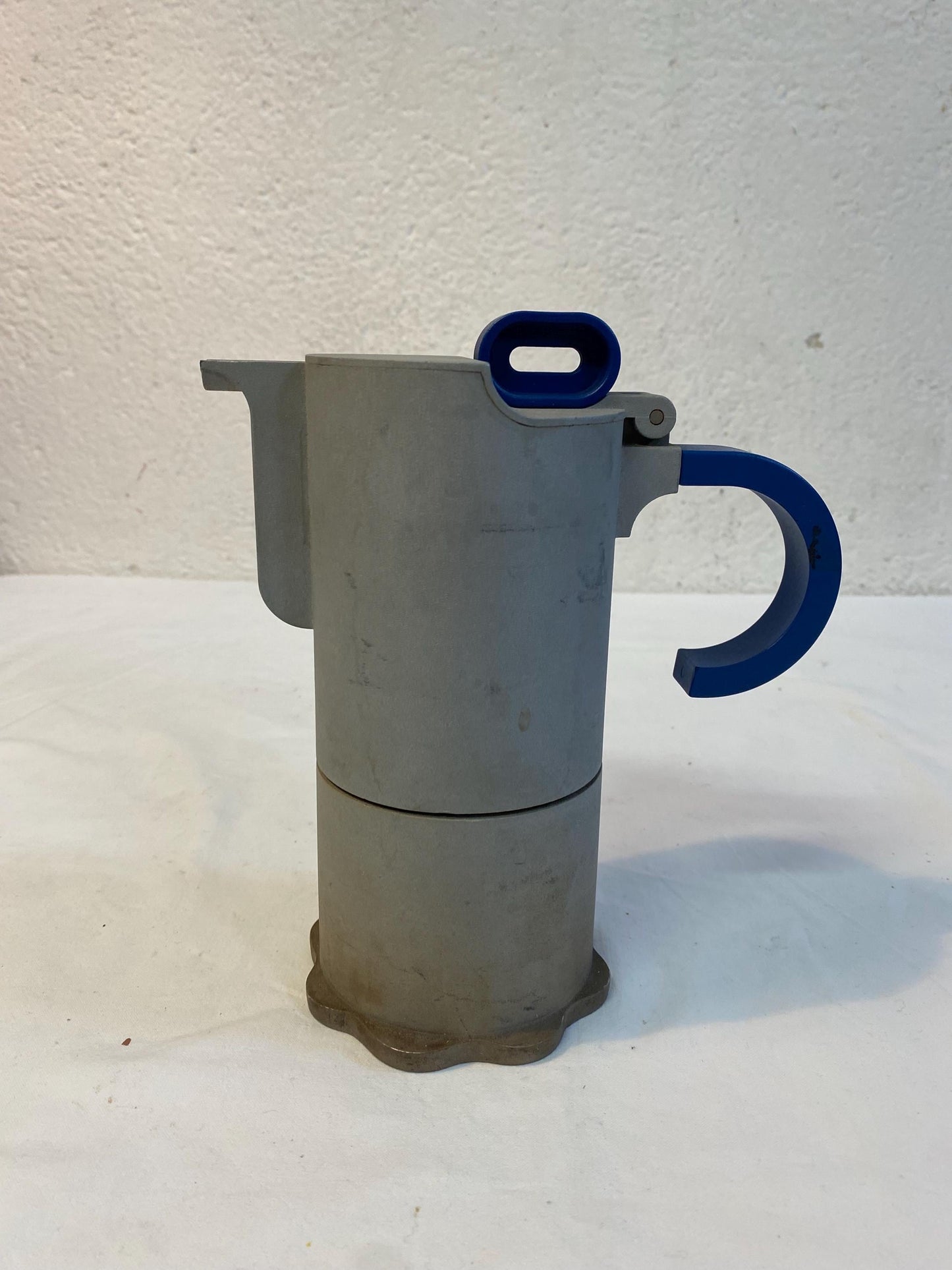 Vintage ECO coffee maker Made in Italy modern design 90s blue handle collectible aluminum moka