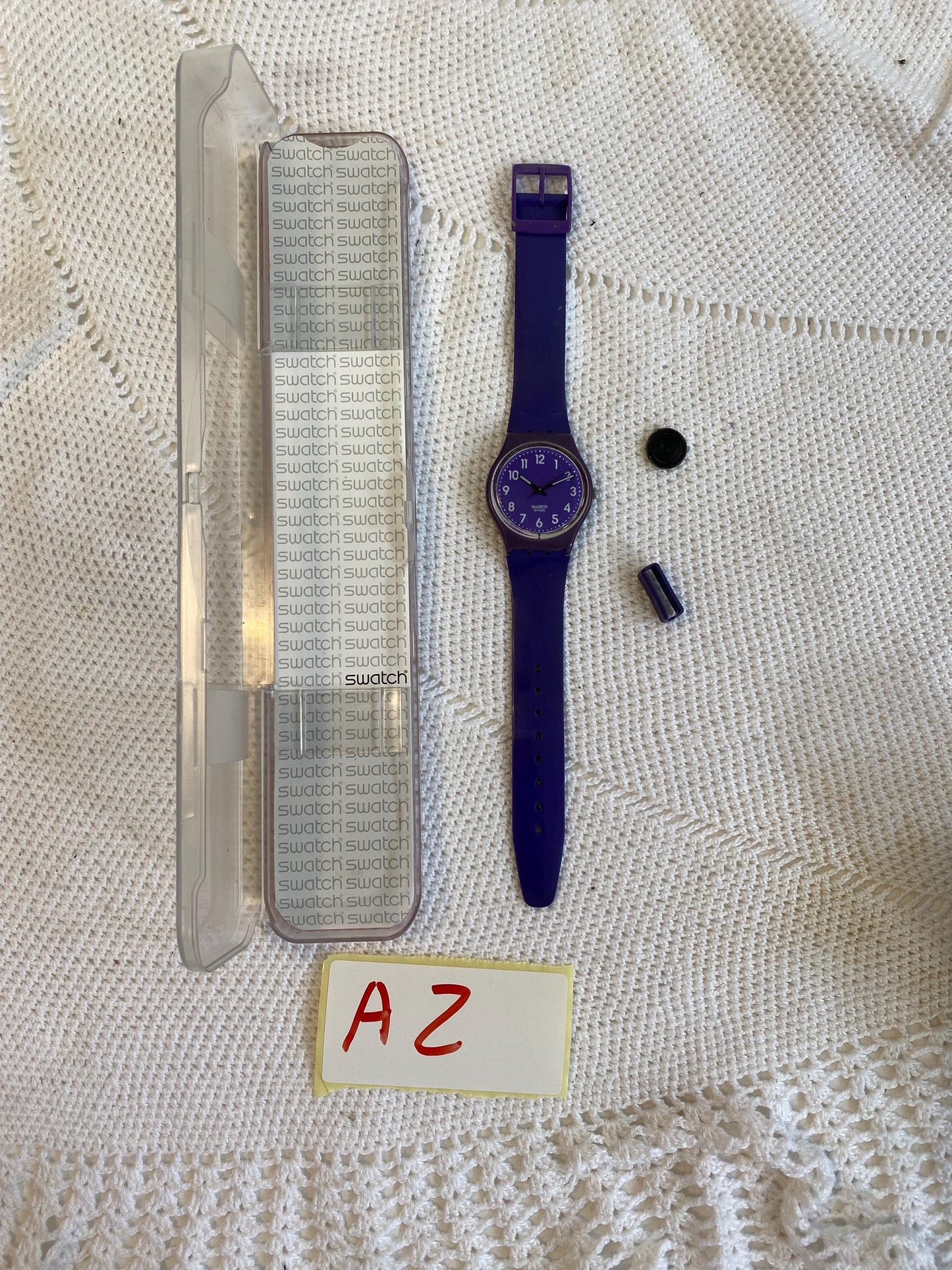 Swatch Callicarpa GV121 | Orologio vintage unisex anni '90 viola rosso e verde acqua | Swiss Made originale con cinturino 17mm