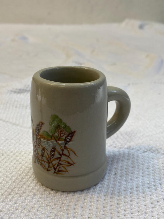 Mini boccale da birra vintage in ceramica decorato con anatra selvatica  6,5 cm  souvenir da collezione retrò da esposizione