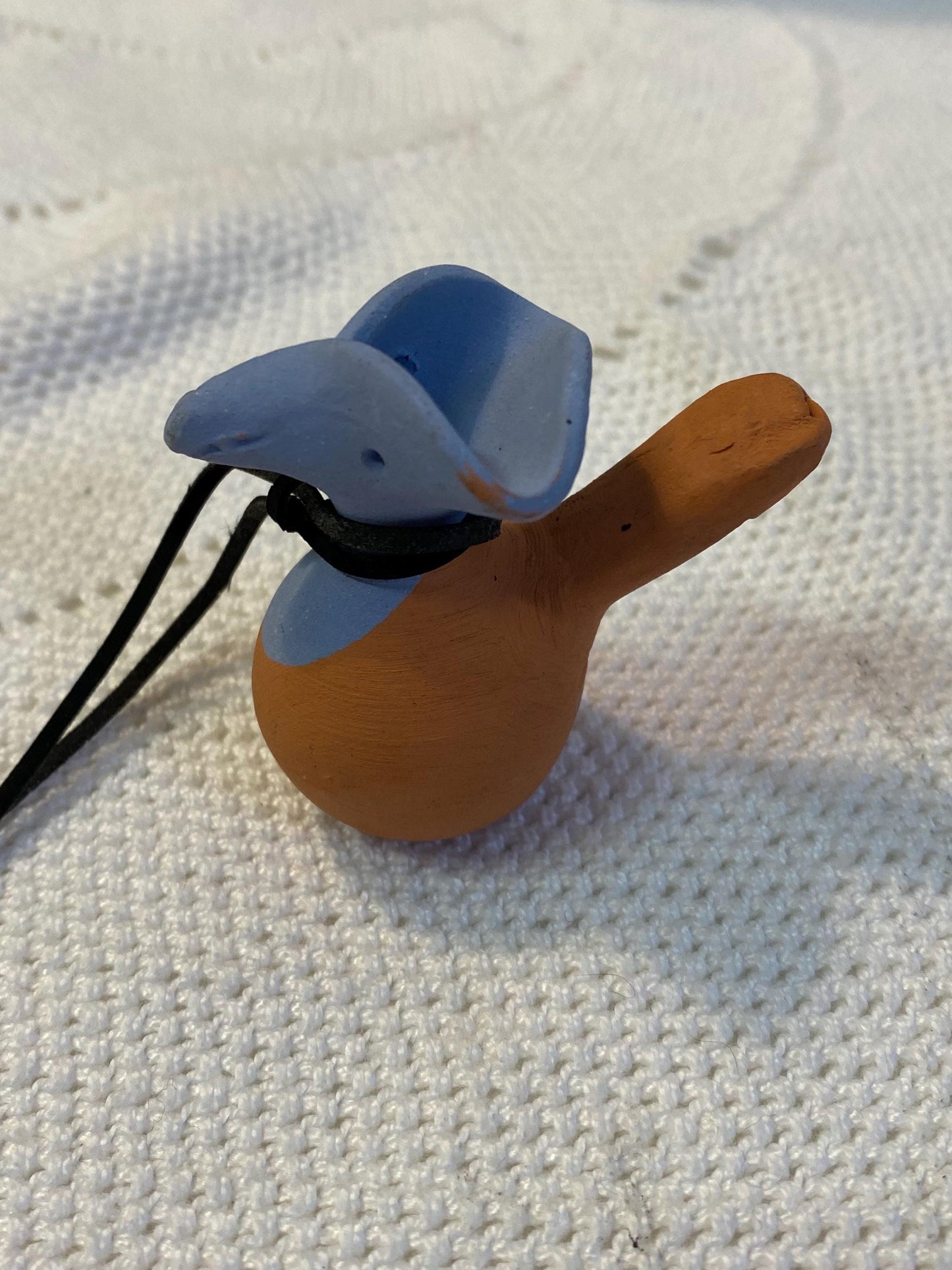 Fischietto-ocarina in terracotta a forma di uccellino - pendant vintage artigianale 5,5 cm