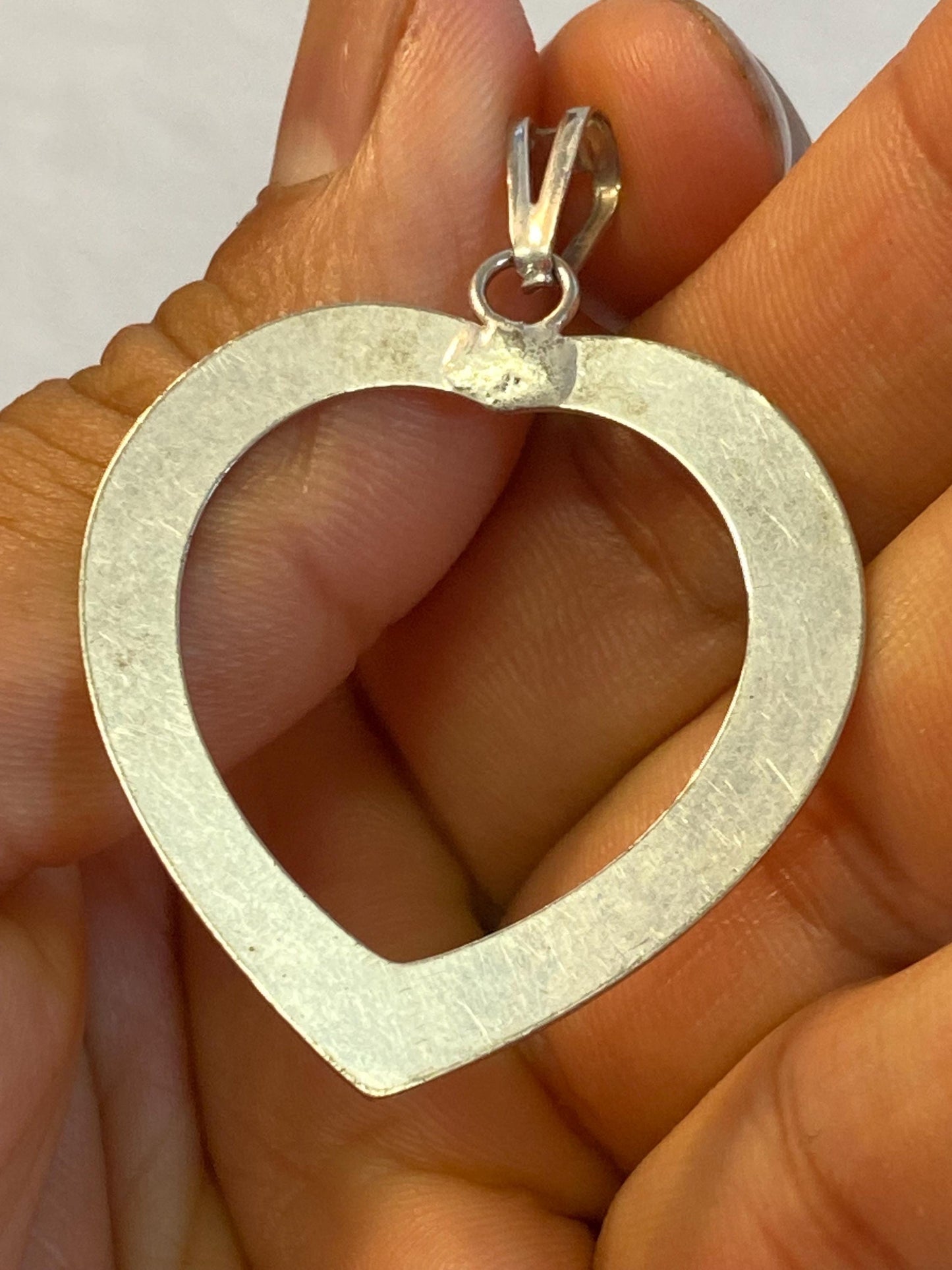 Ciondolo cuore vuoto in argento 925 | Pendente vintage 3,5x4,5 cm | Gioiello romantico minimal da collezione o regalo
