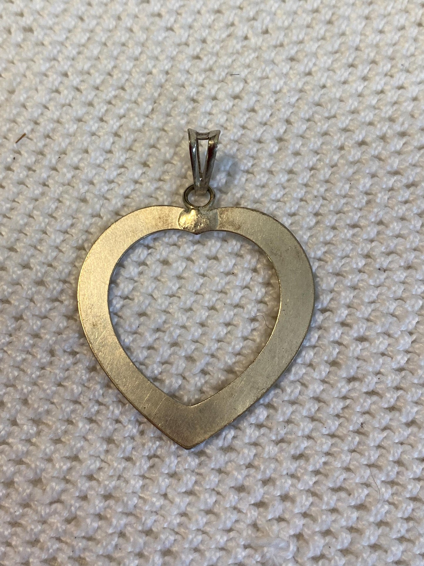 Ciondolo cuore vuoto in argento 925 | Pendente vintage 3,5x4,5 cm | Gioiello romantico minimal da collezione o regalo