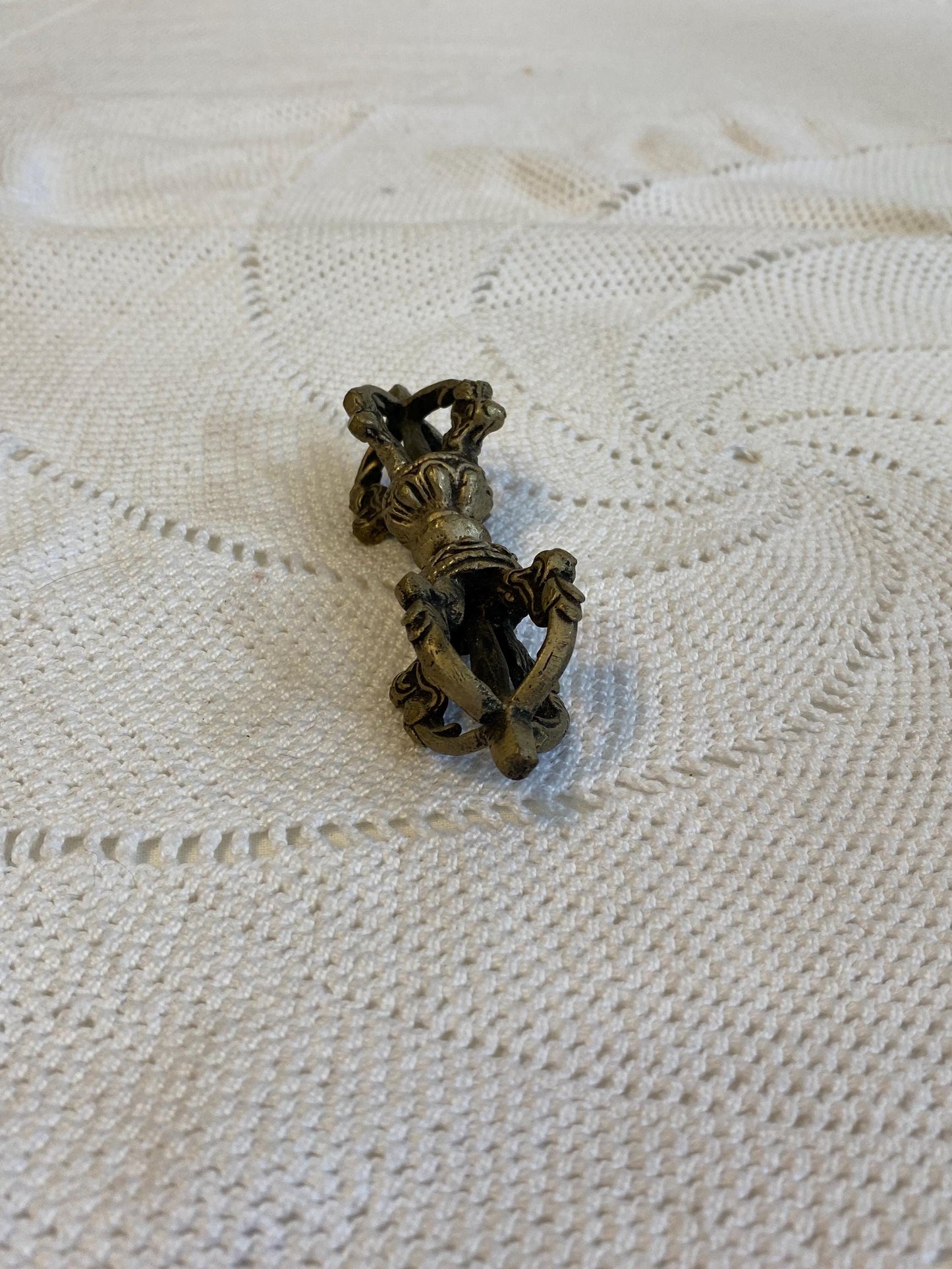 Vajra Dorje tibetano vintage placcato argento 11 × 3,5 cm strumento rituale buddhista per meditazione e altare, raro pezzo da collezione