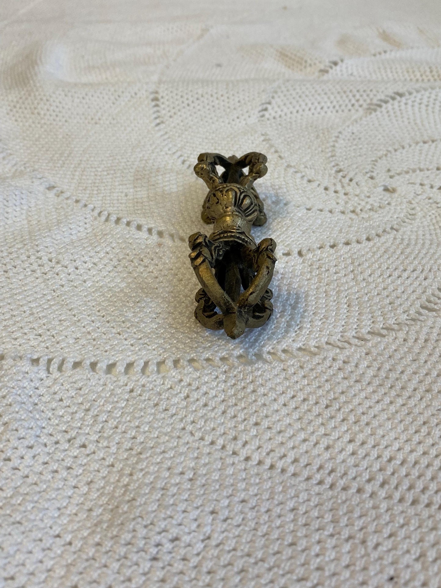 Vajra Dorje tibetano vintage placcato argento 11 × 3,5 cm strumento rituale buddhista per meditazione e altare, raro pezzo da collezione