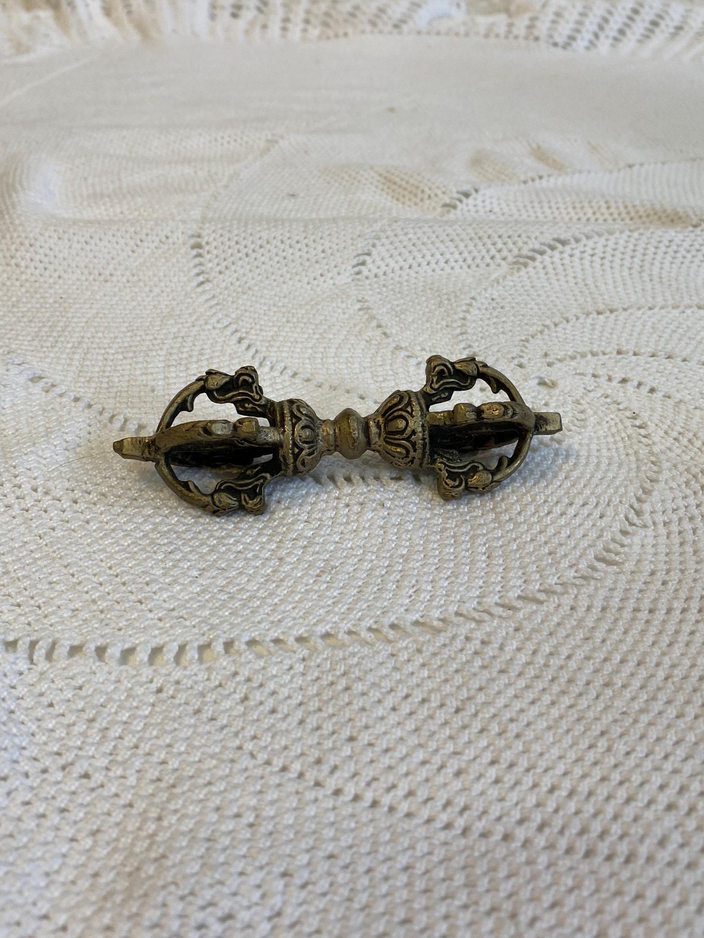 Vajra Dorje tibetano vintage placcato argento 11 × 3,5 cm strumento rituale buddhista per meditazione e altare, raro pezzo da collezione