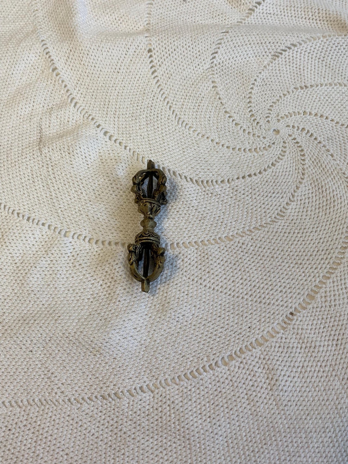 Vajra Dorje tibetano vintage placcato argento 11 × 3,5 cm strumento rituale buddhista per meditazione e altare, raro pezzo da collezione