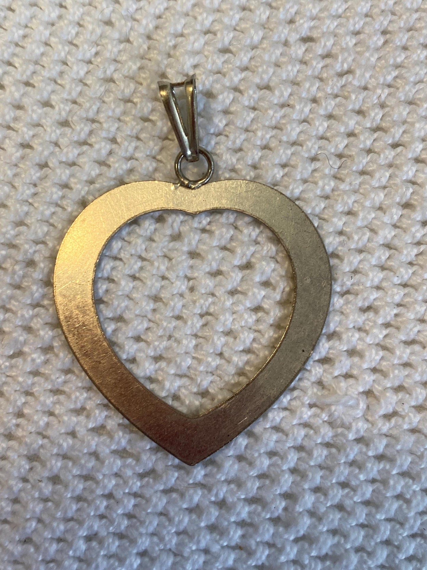 Ciondolo cuore vuoto in argento 925 | Pendente vintage 3,5x4,5 cm | Gioiello romantico minimal da collezione o regalo
