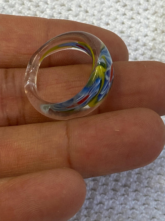 Anello cupola vetro Murano millefiori multicolorboho statement ring misura IT 15/US 7, gioiello artigianale unico,collezione Venetian vibes
