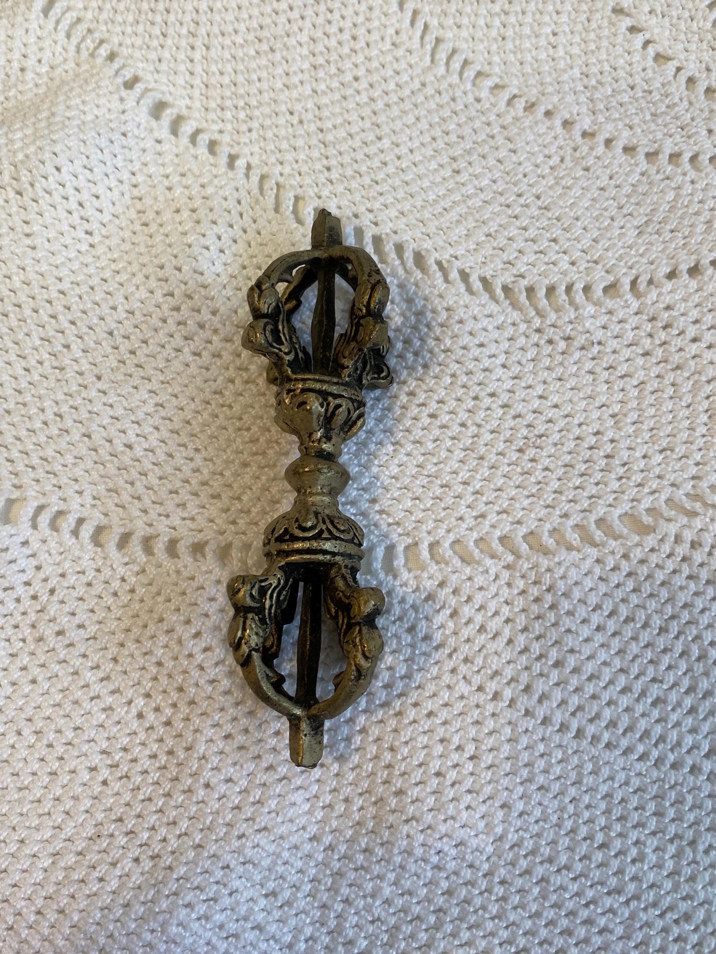 Vajra Dorje tibetano vintage placcato argento 11 × 3,5 cm strumento rituale buddhista per meditazione e altare, raro pezzo da collezione