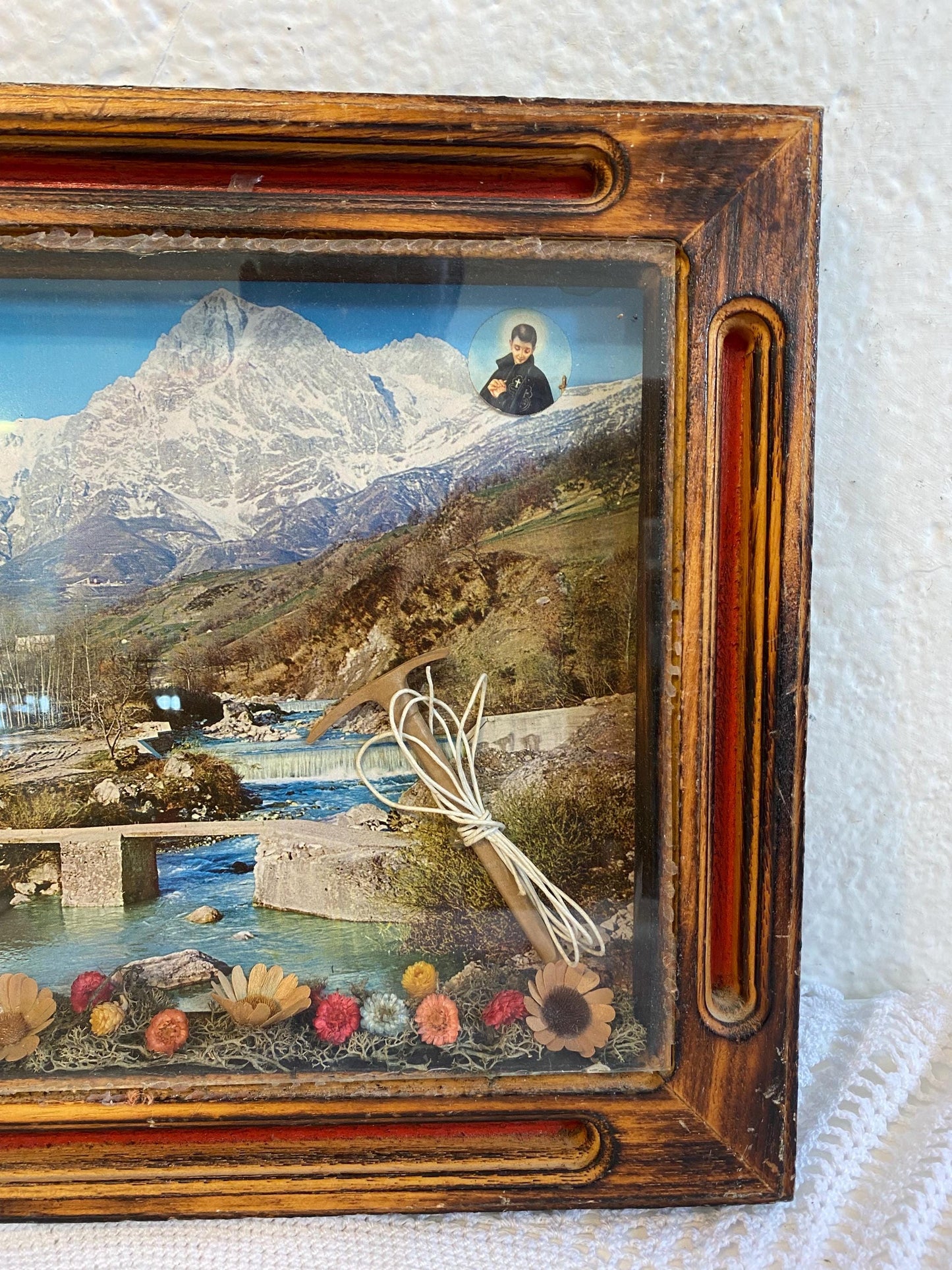 Diorama Vintage in Legno e Metallo - Moto Custom - 44x25x6 cm - Fatto a Mano