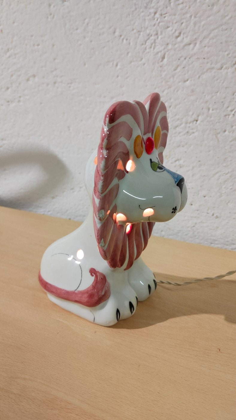 Lampada in Ceramica a Forma di Leone - Artigianato Italiano