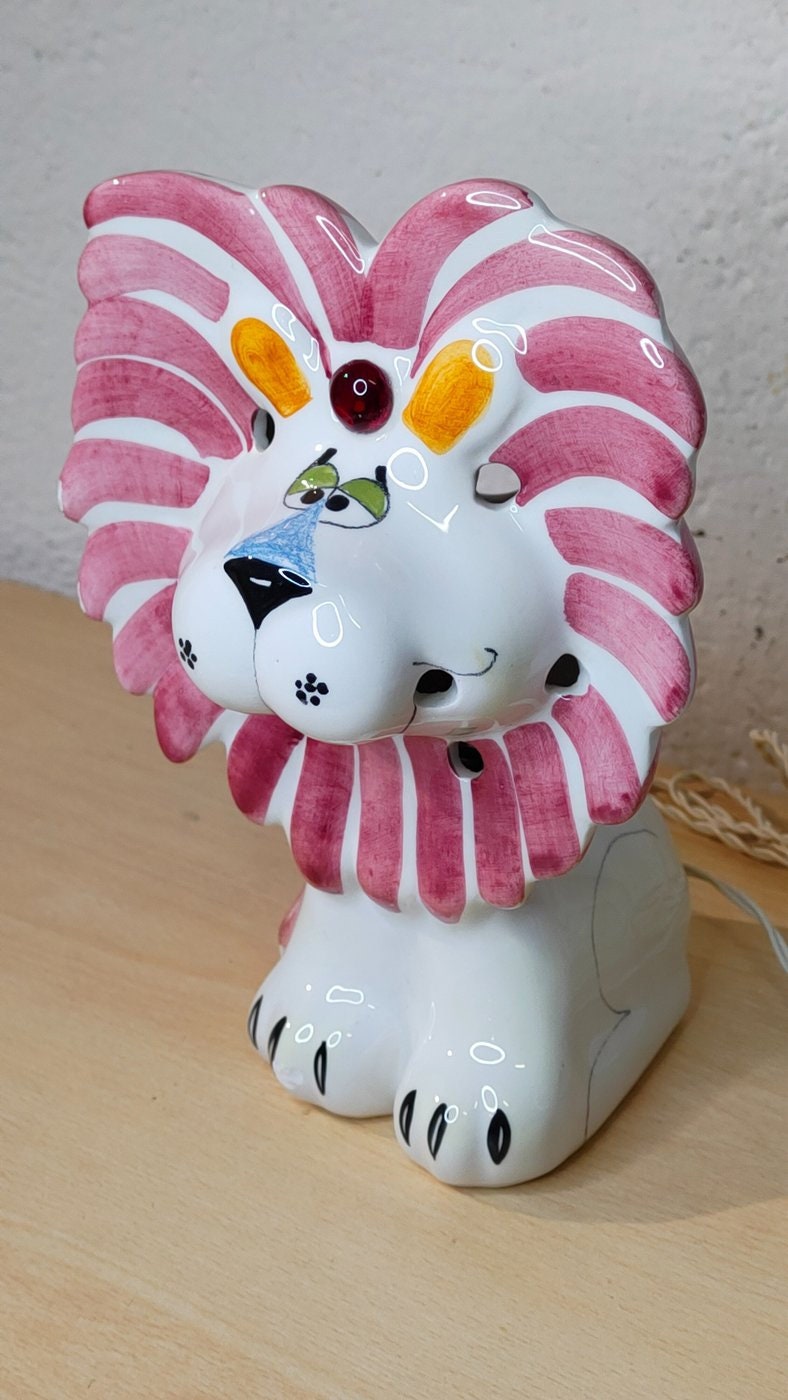 Lampada in Ceramica a Forma di Leone - Artigianato Italiano