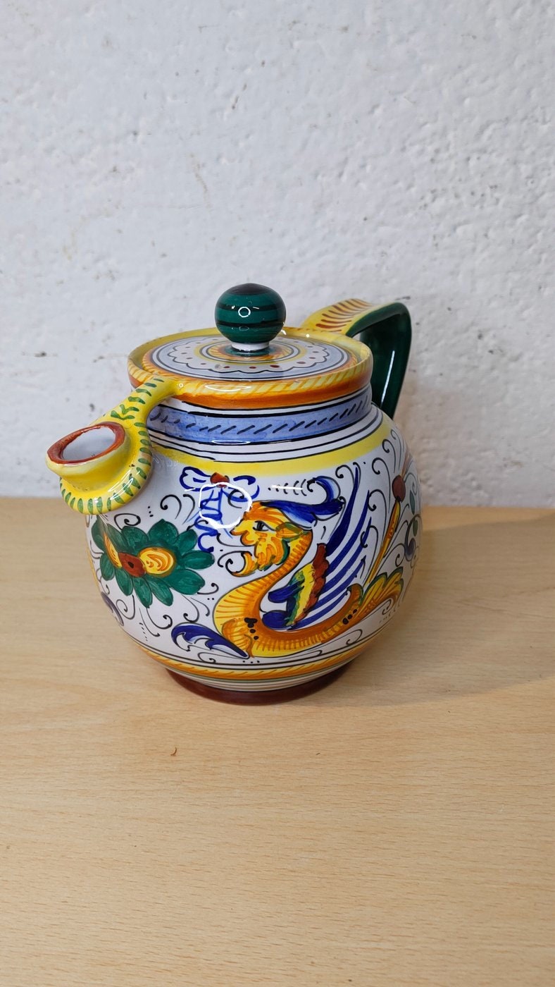 Teiera Deruta in Ceramica - Decorazione Artigianale Made in Italy