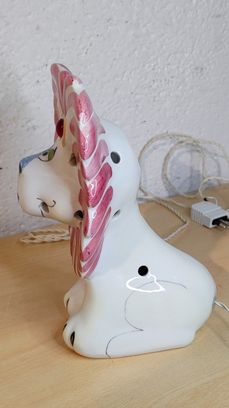 Lampada in Ceramica a Forma di Leone - Artigianato Italiano