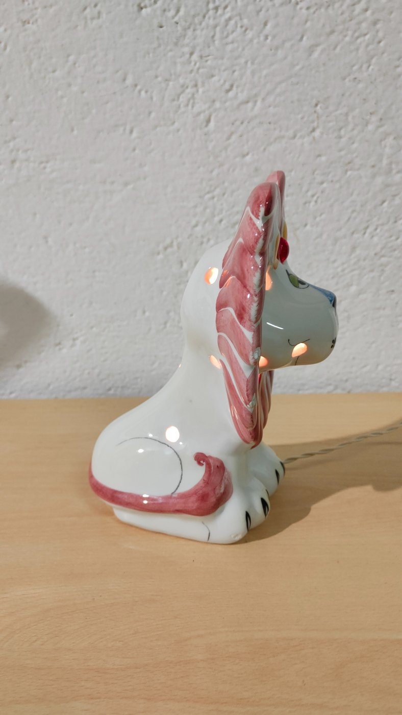 Lampada in Ceramica a Forma di Leone - Artigianato Italiano