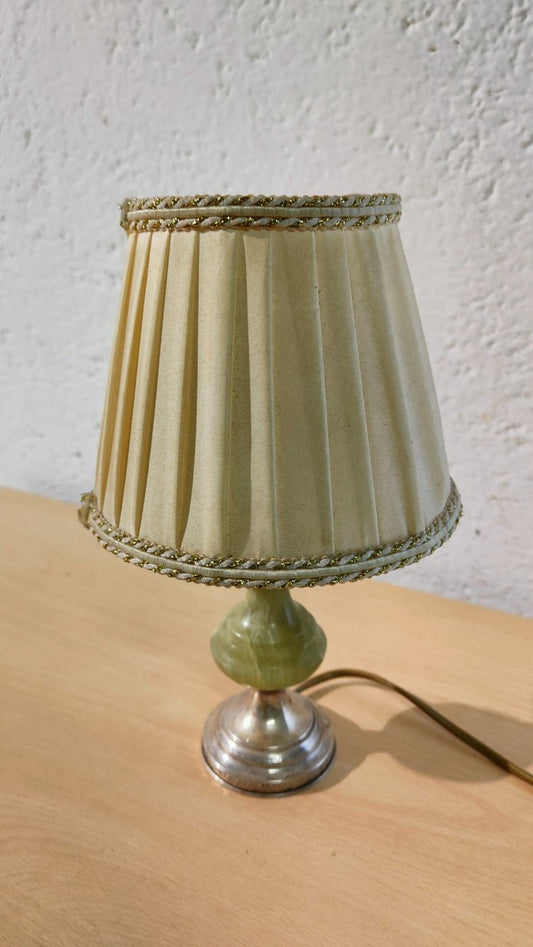 Lampada con Base in Argento 800 e Marmo Onice Verde - Eleganza e Raffinatezza Illuminano la Tua Casa