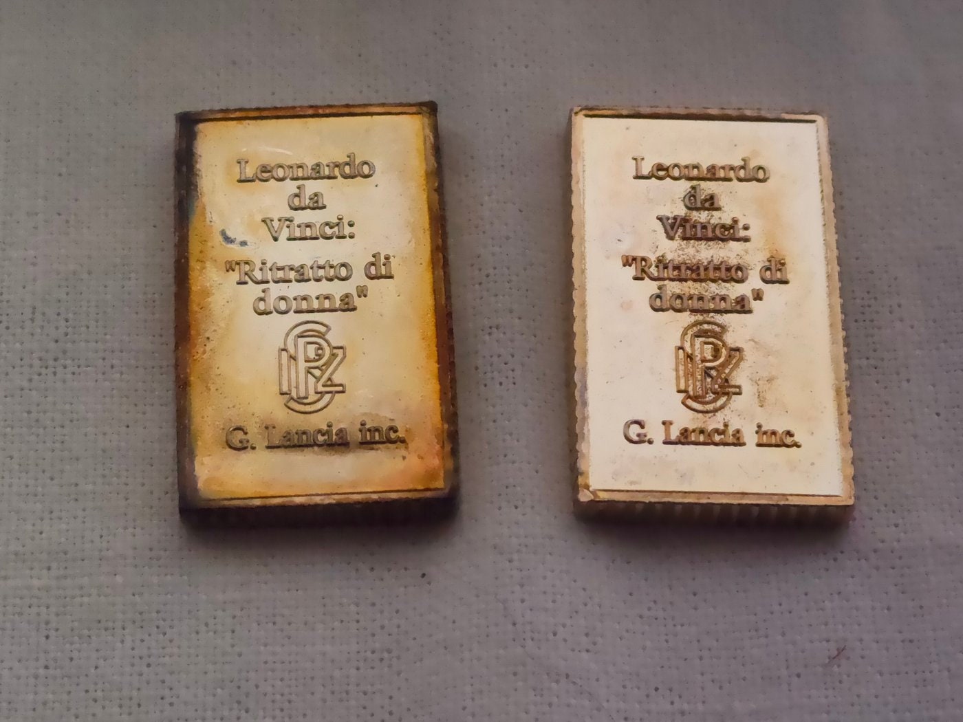 Lingottini in argento Leonardo da Vinci-ritratto di donna-inc. G. Lancia