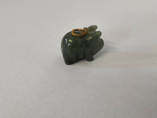 Ciondolo Pendente in pietra minerale vintage a Forma di Maialino - Porta Buona Fortuna