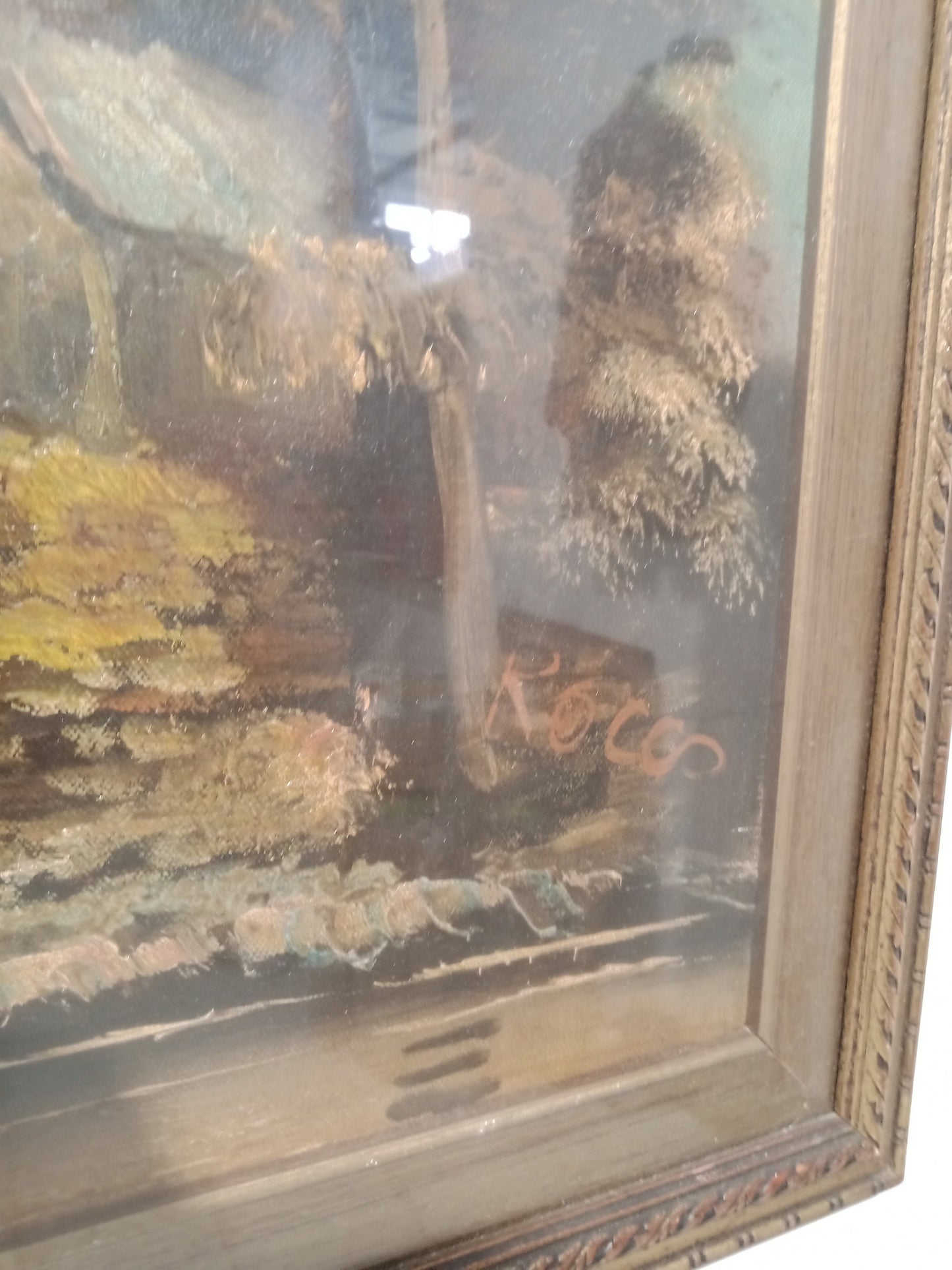 Antique oil painting on canvas