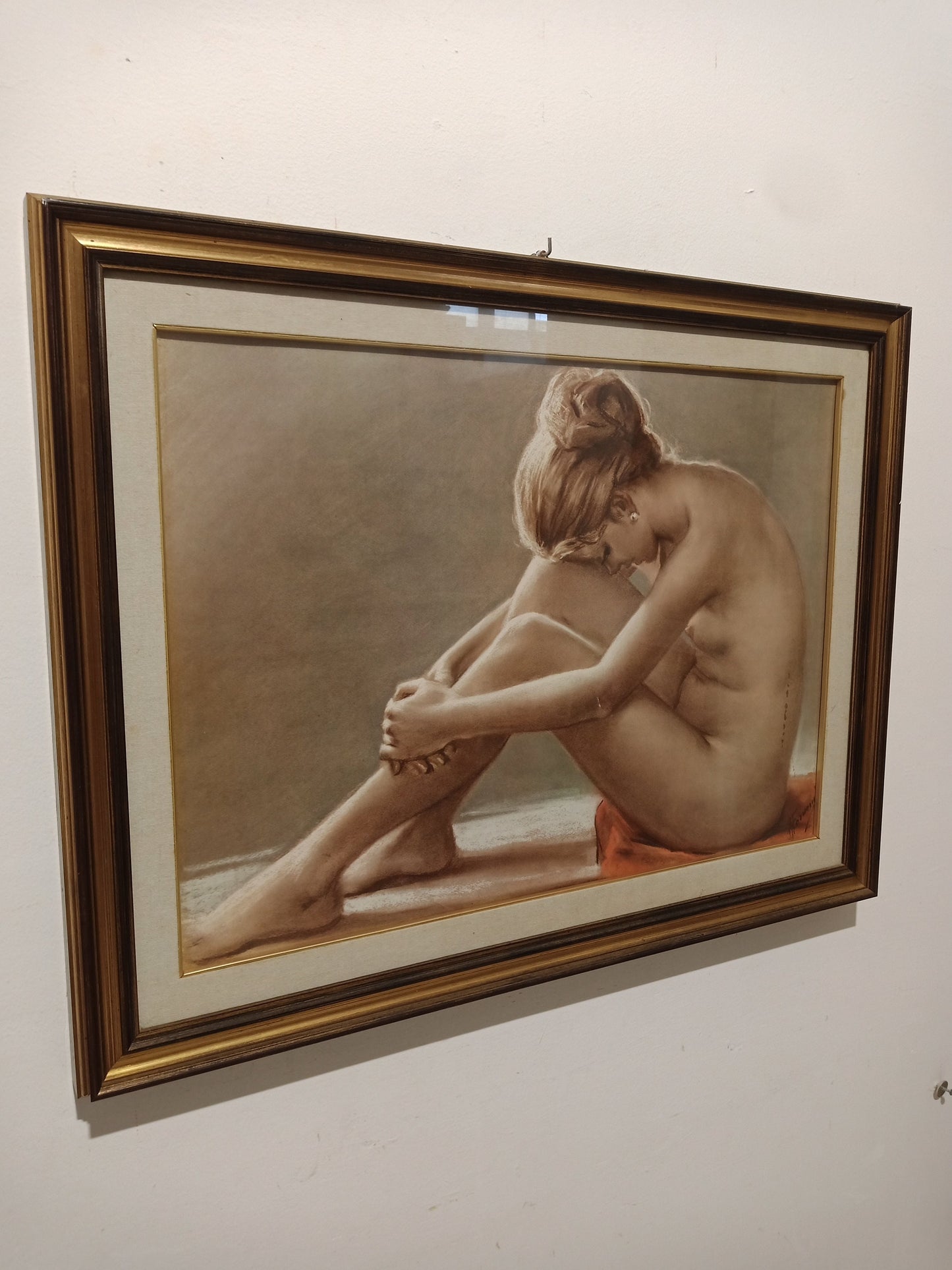 Quadro dipinto nudo di una donna seduta