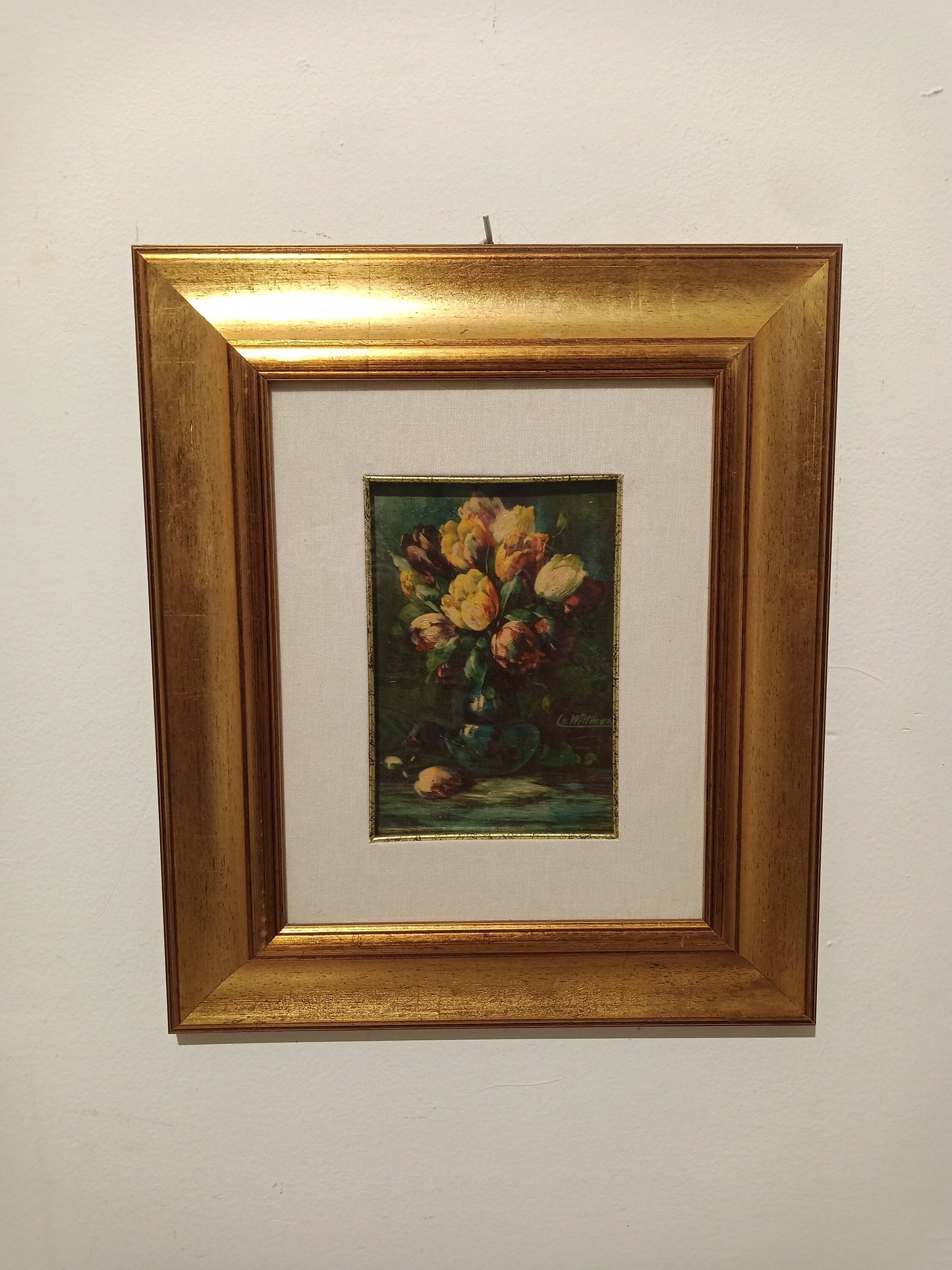 Quadro a olio vaso con rose