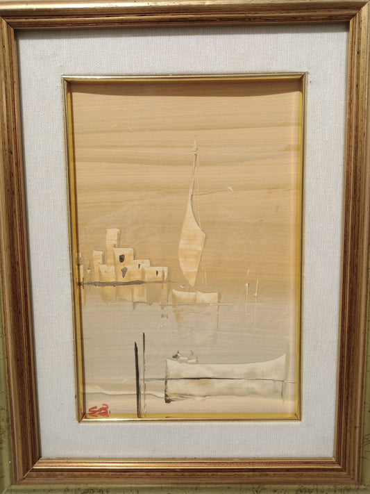 Quadro acquerello barca a vela