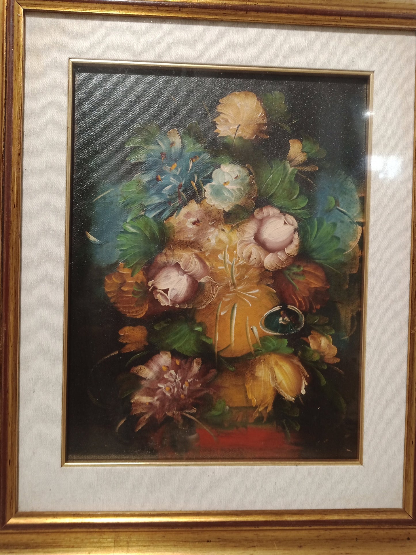 Vase with roses and flowers oil painting