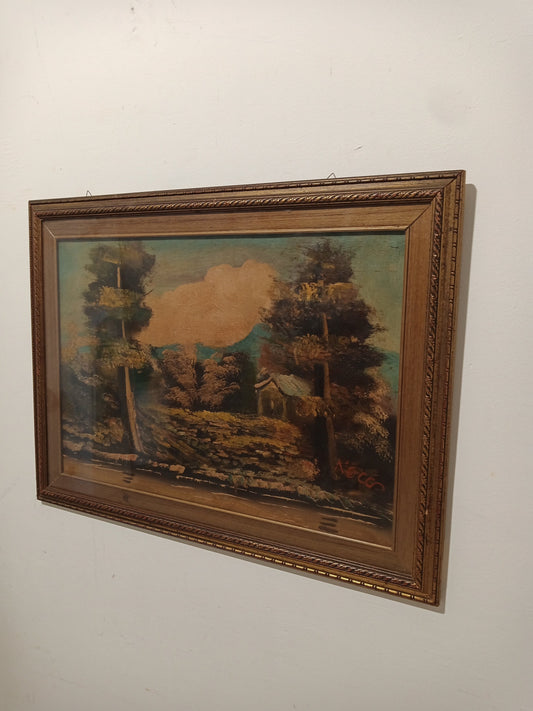 Antique oil painting on canvas