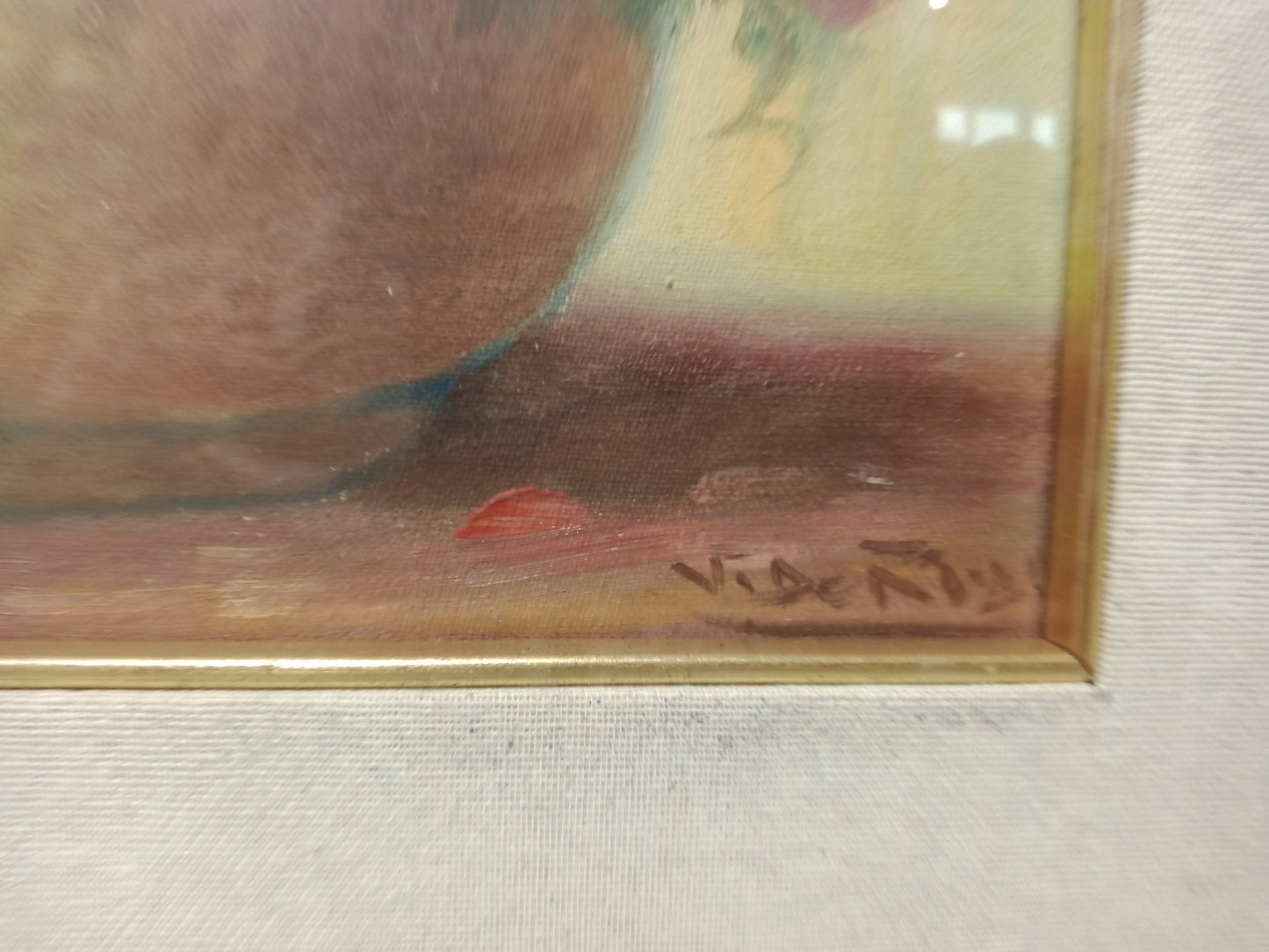 Quadro dipinto vaso con fiori