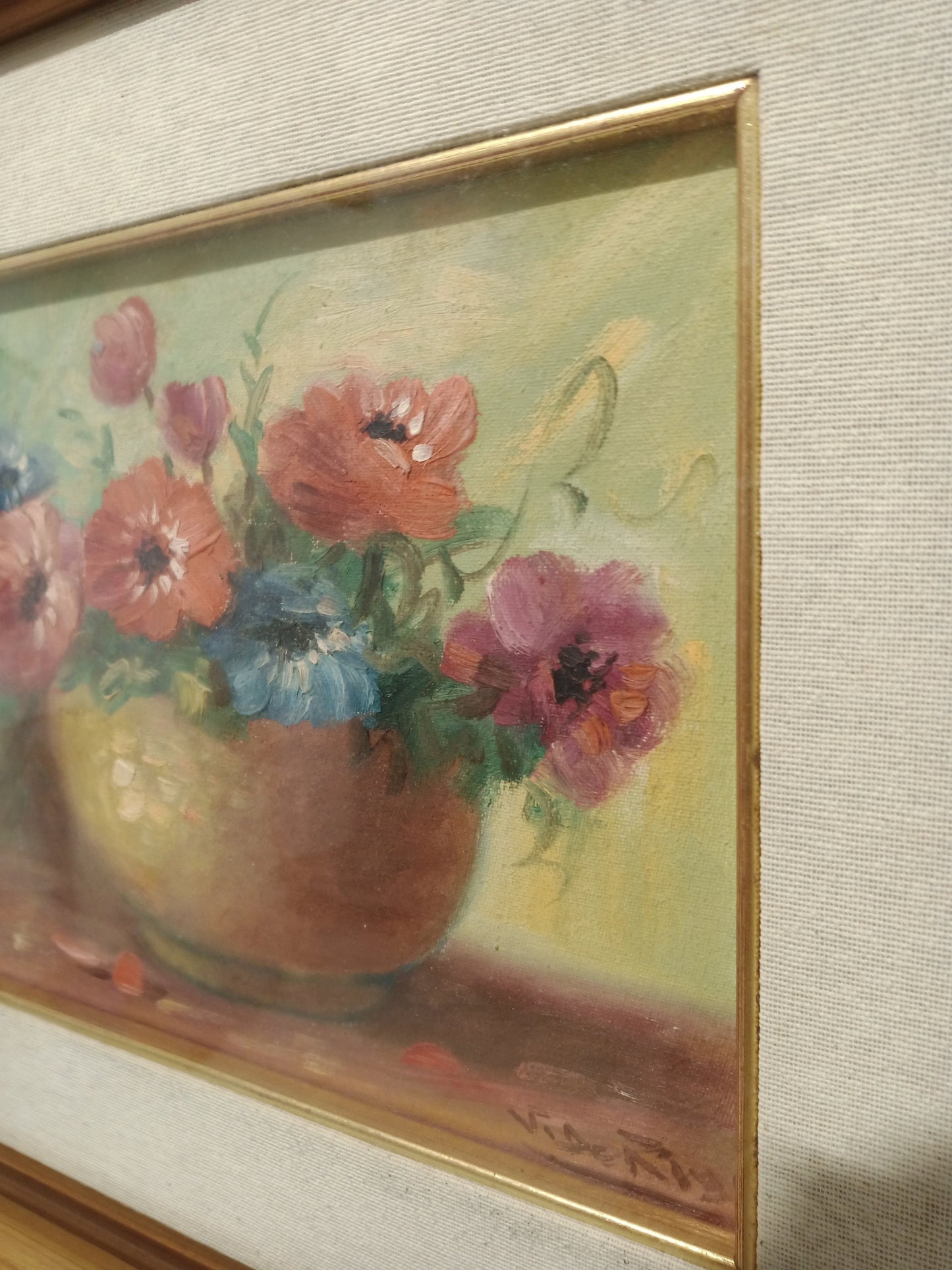 Quadro dipinto vaso con fiori