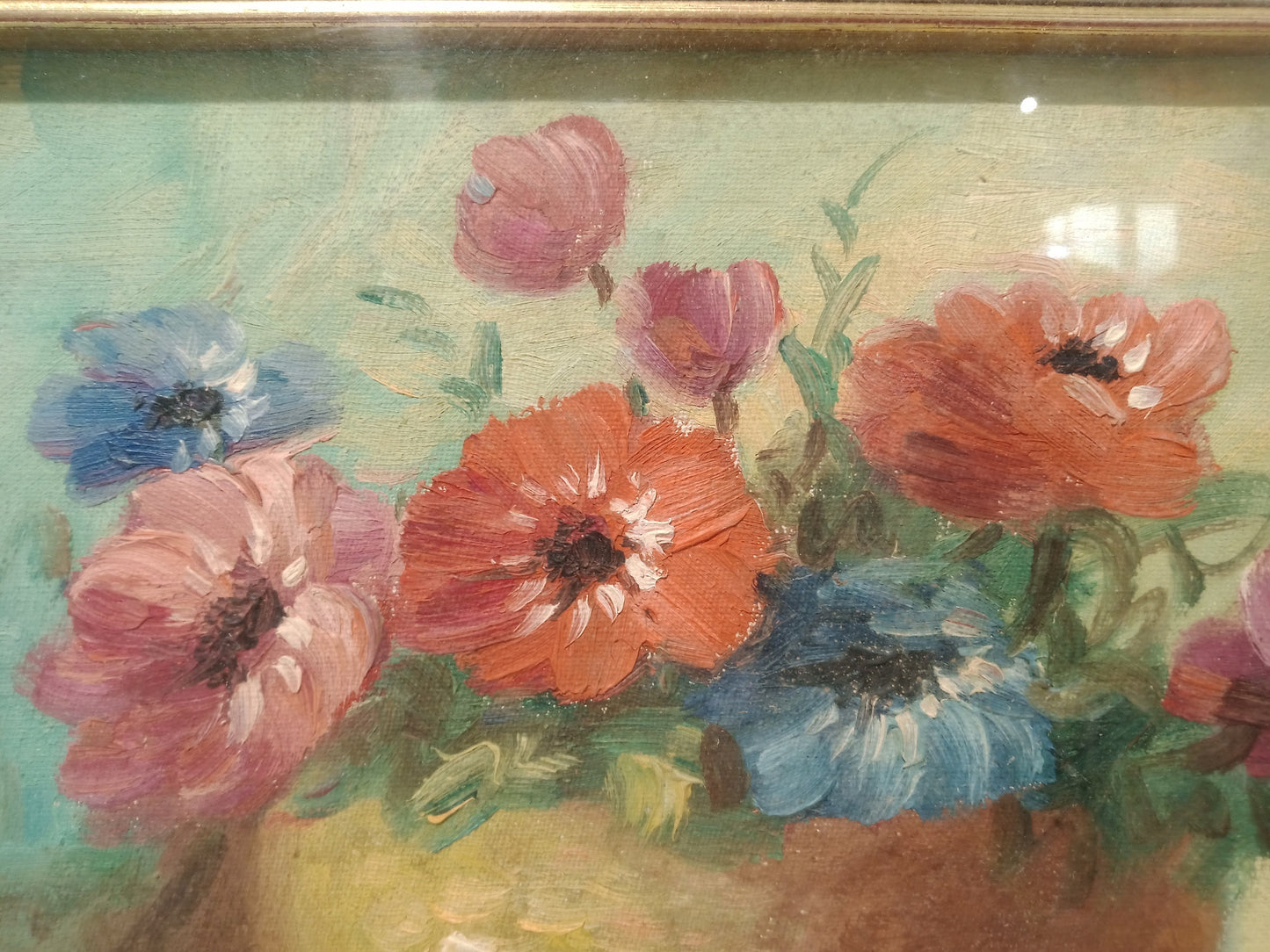 Quadro dipinto vaso con fiori