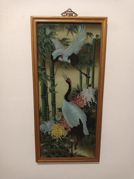 Quadro Dipinto a Mano - Eleganza della Gru della Manciuria