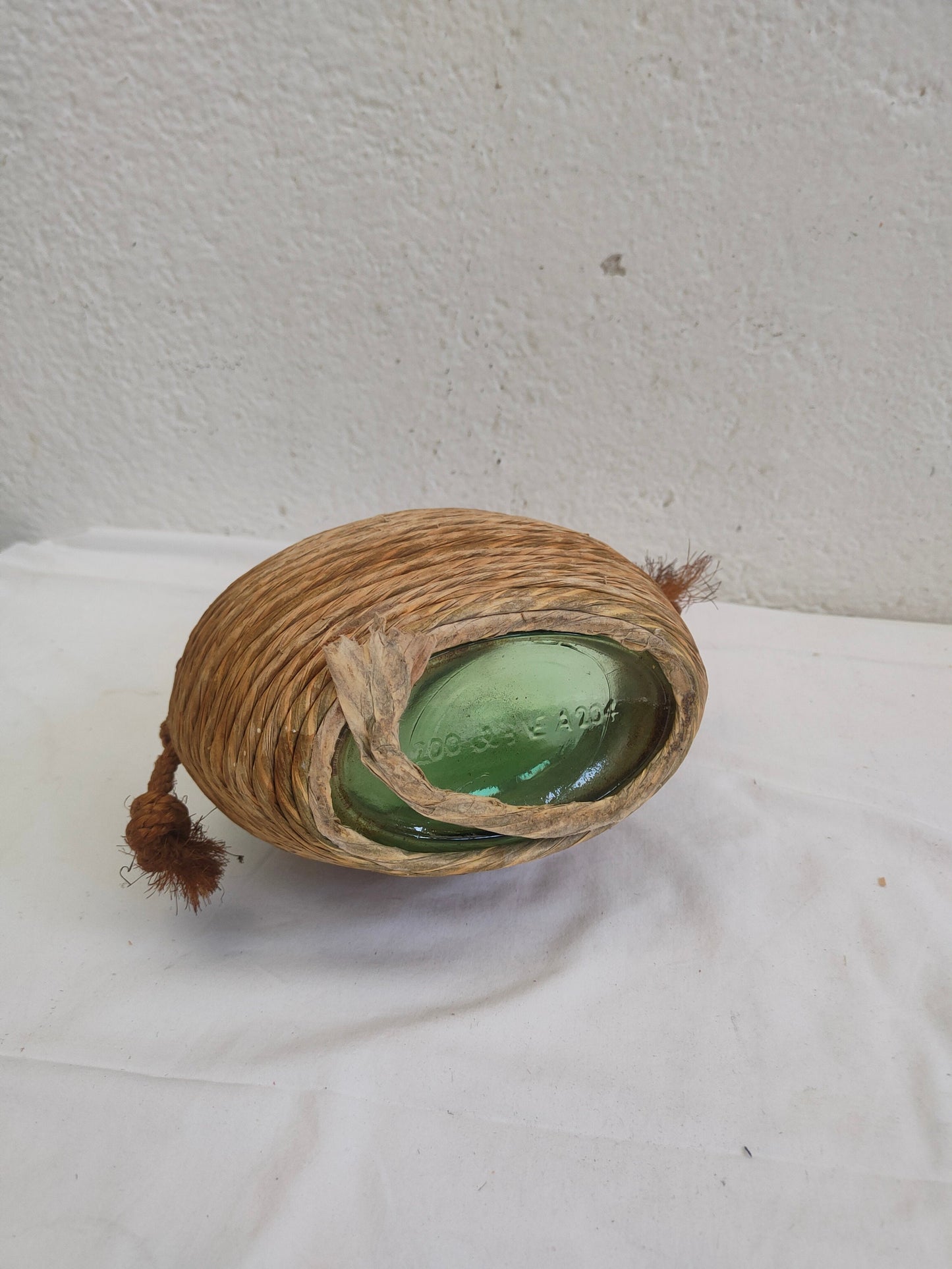 Bottiglia fiasca vintage con tappo in sughero vetro verde