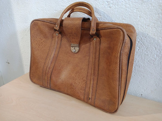 Valigia Vintage in Pelle degli Anni '70 - Autentico Stile Retro