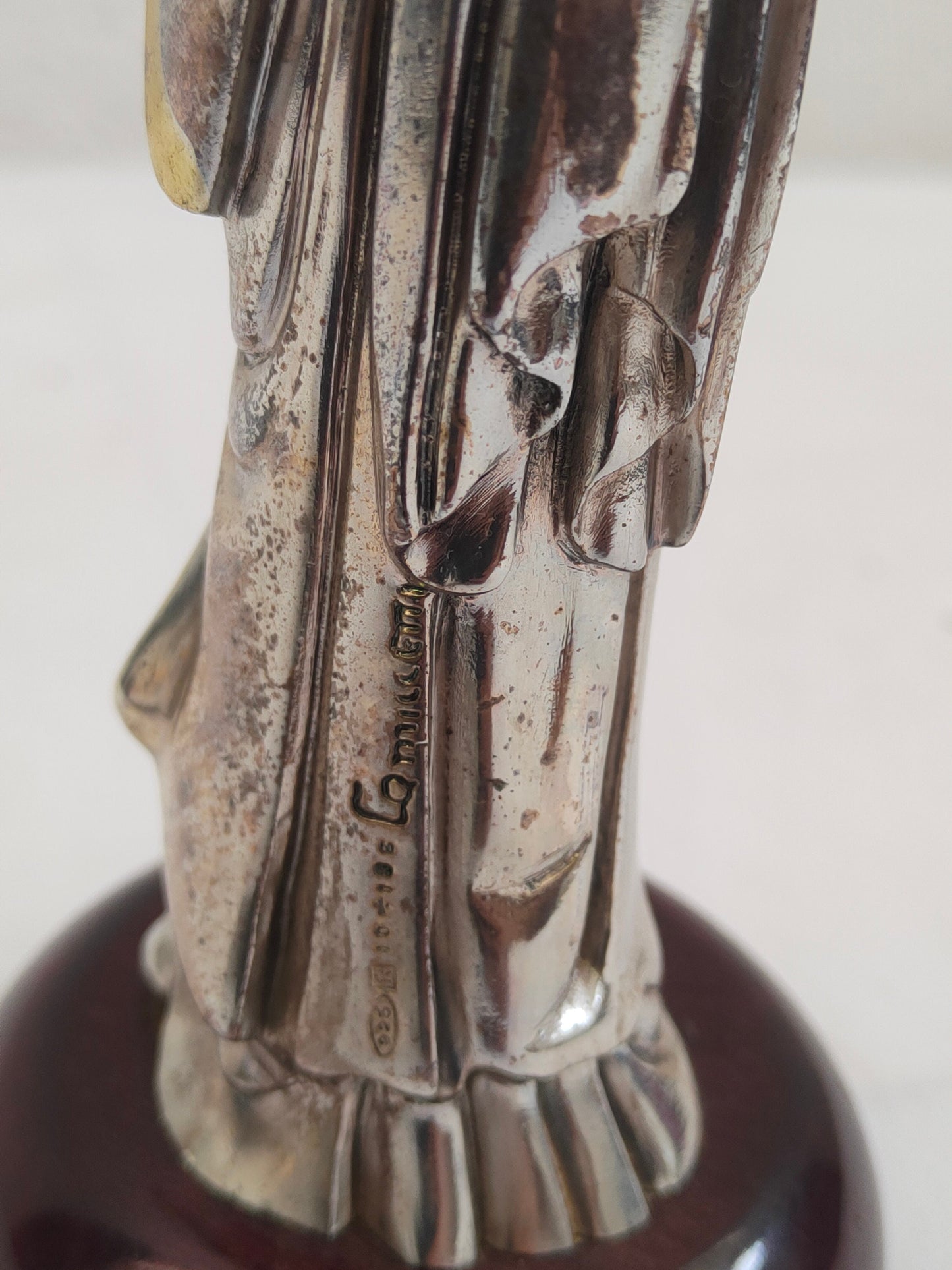 Statua Giapponese Geisha in Argento 925 Placcato - Un'Elegante Opera d'Arte Firmata Camilletti