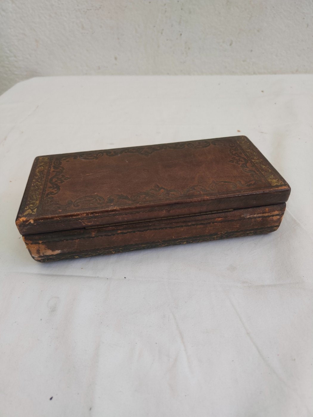 Scatola antica in legno e pelle modiano made in Italy